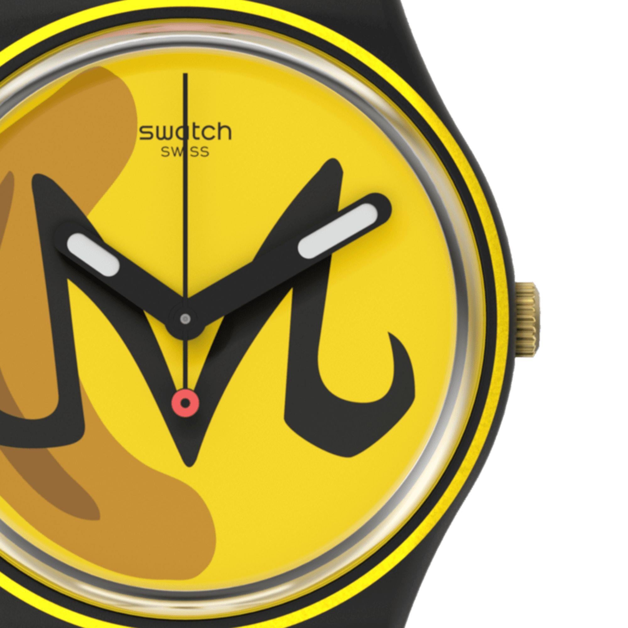 Swatch Originals 40mm Yellow Dial Silicone Quartz Watch GZ358