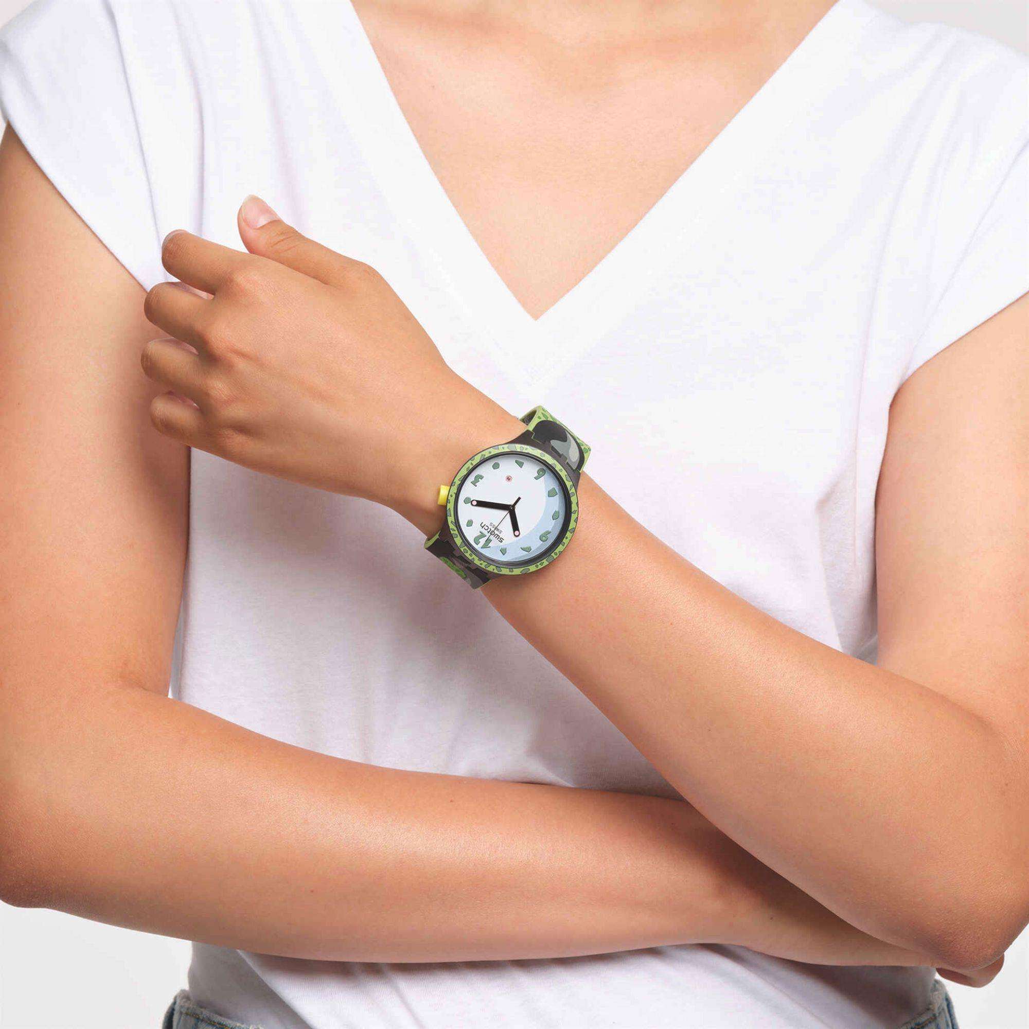 Swatch Big Bold 47mm White Dial Silicone Quartz Watch SB01Z401