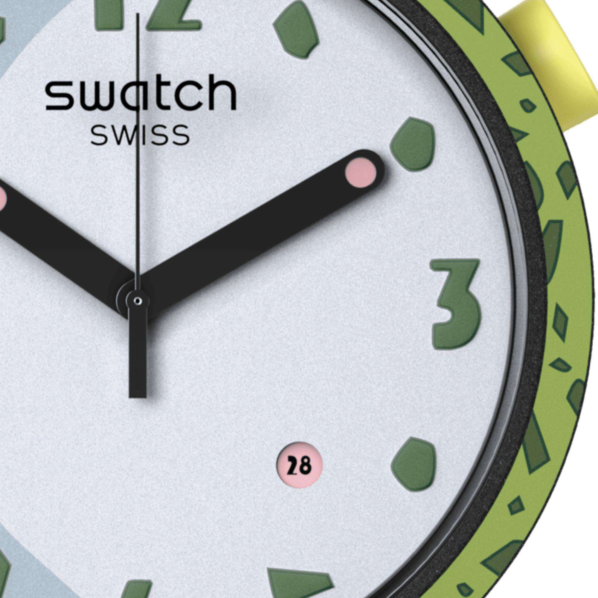 Swatch Big Bold 47mm White Dial Silicone Quartz Watch SB01Z401