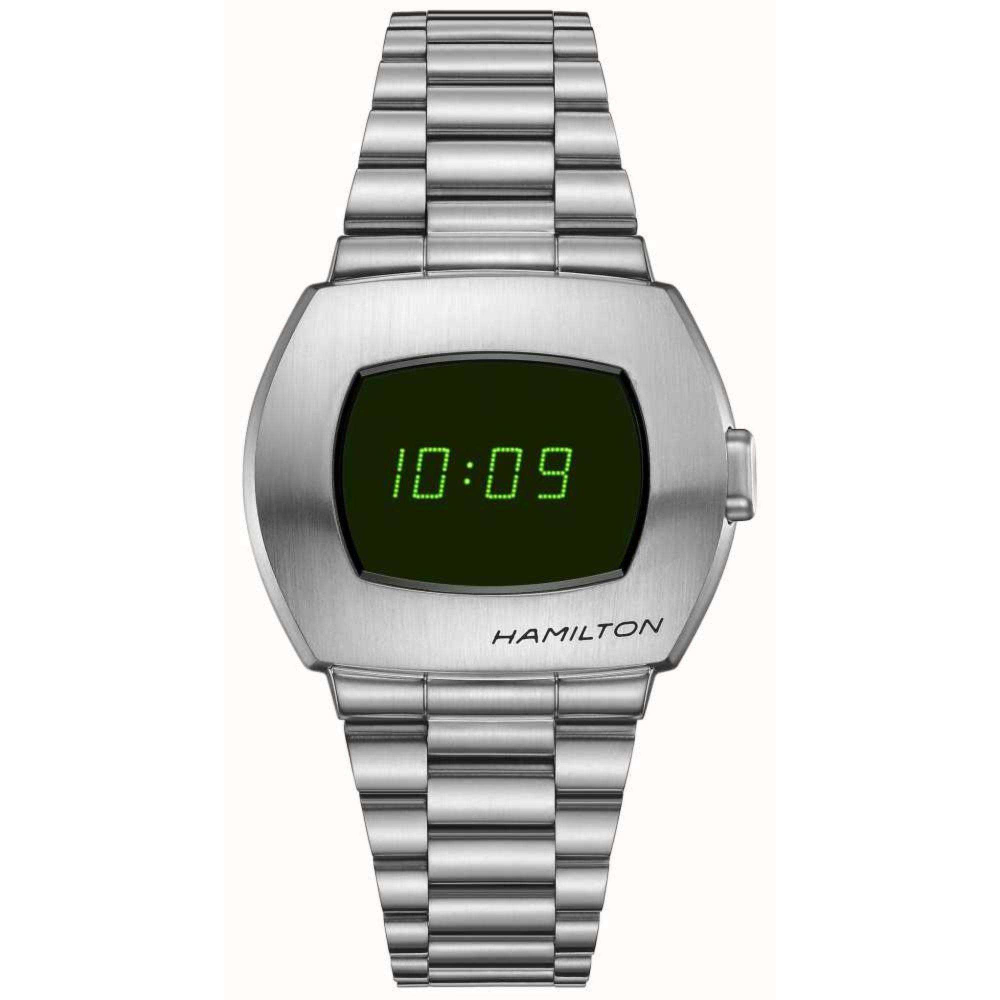 Hamilton American Classic 24mm PSR green digital steel quartz watch H52414131 front view