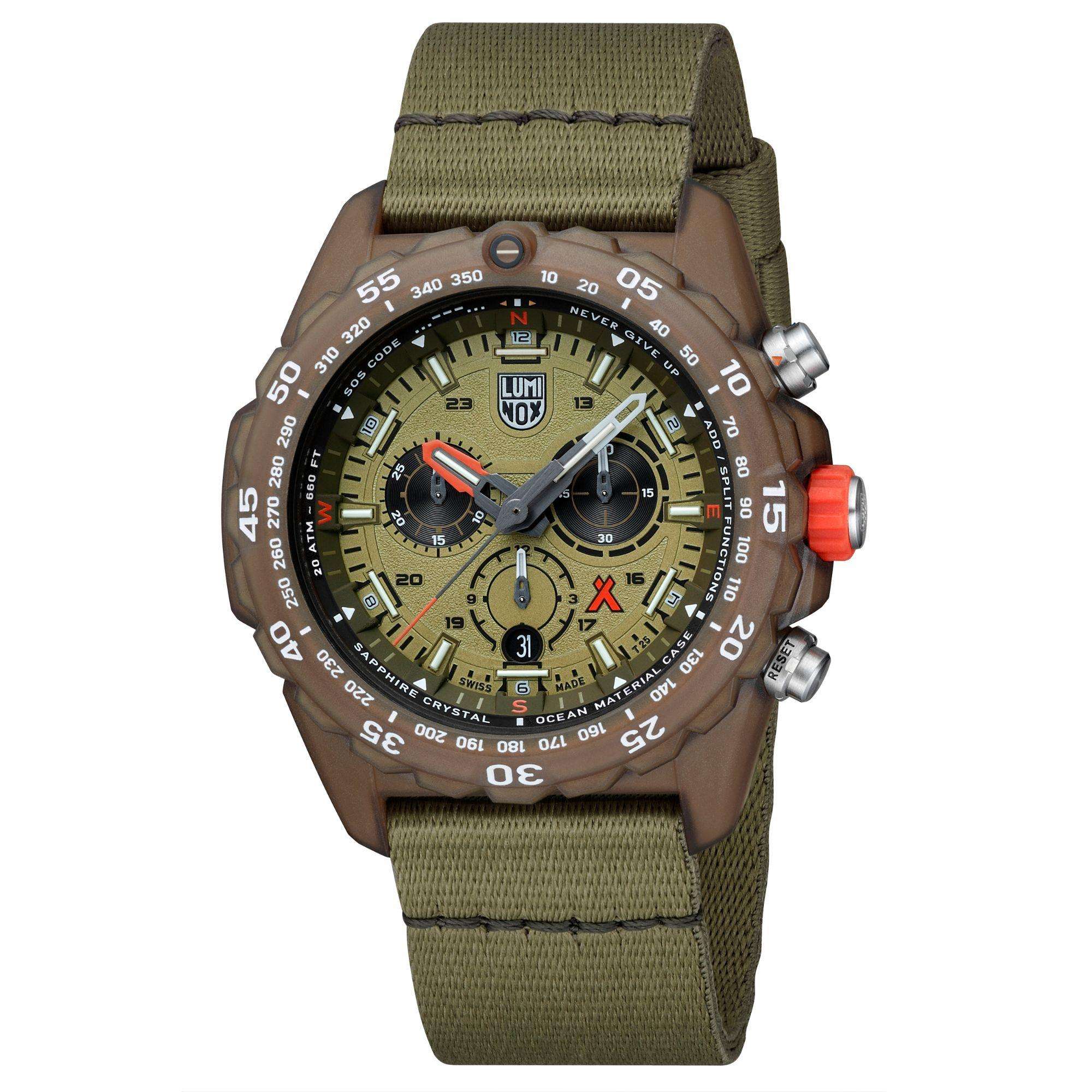 Luminox Bear Grylls 45mm Chronograph Green Dial Ocean-Bound Mens Quartz Watch XB.3757.ECO