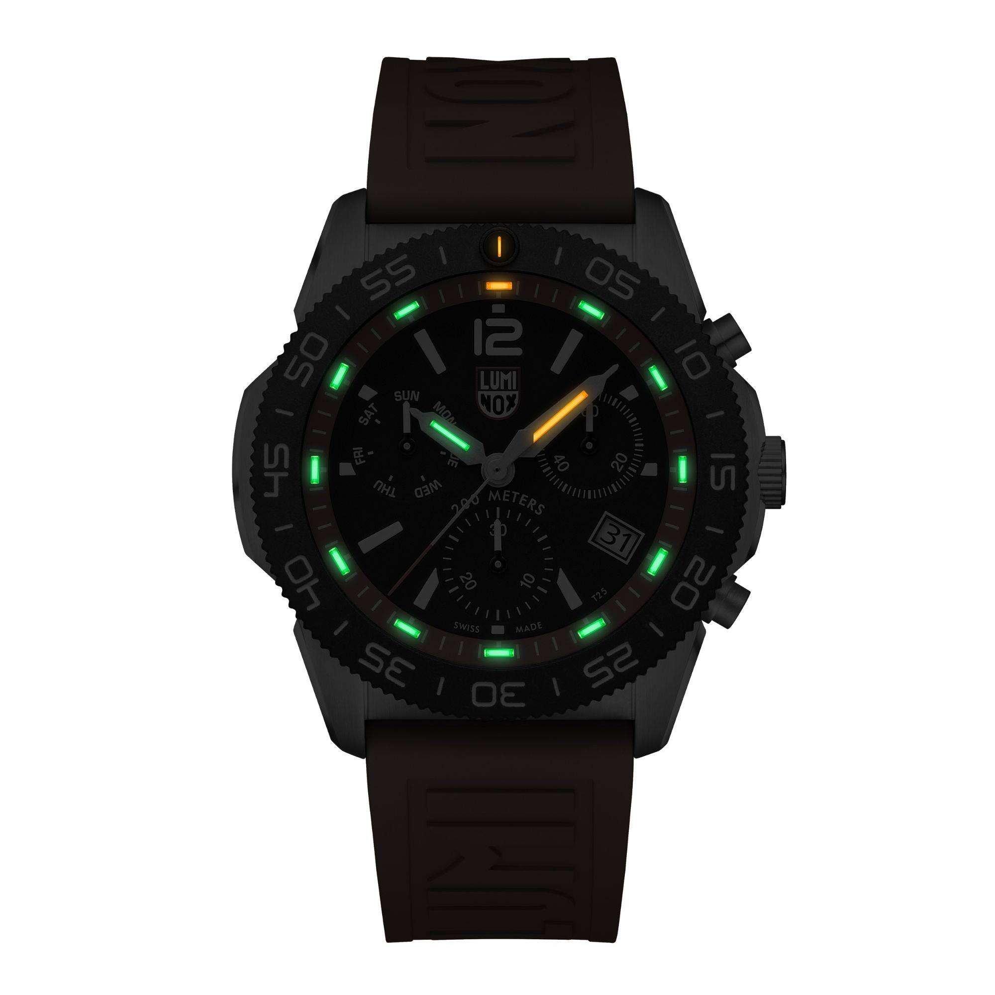 Luminox Pacific Diver Chronograph Orange Gummiband Schwarzes Zifferblatt Herren Uhr XS.3149
