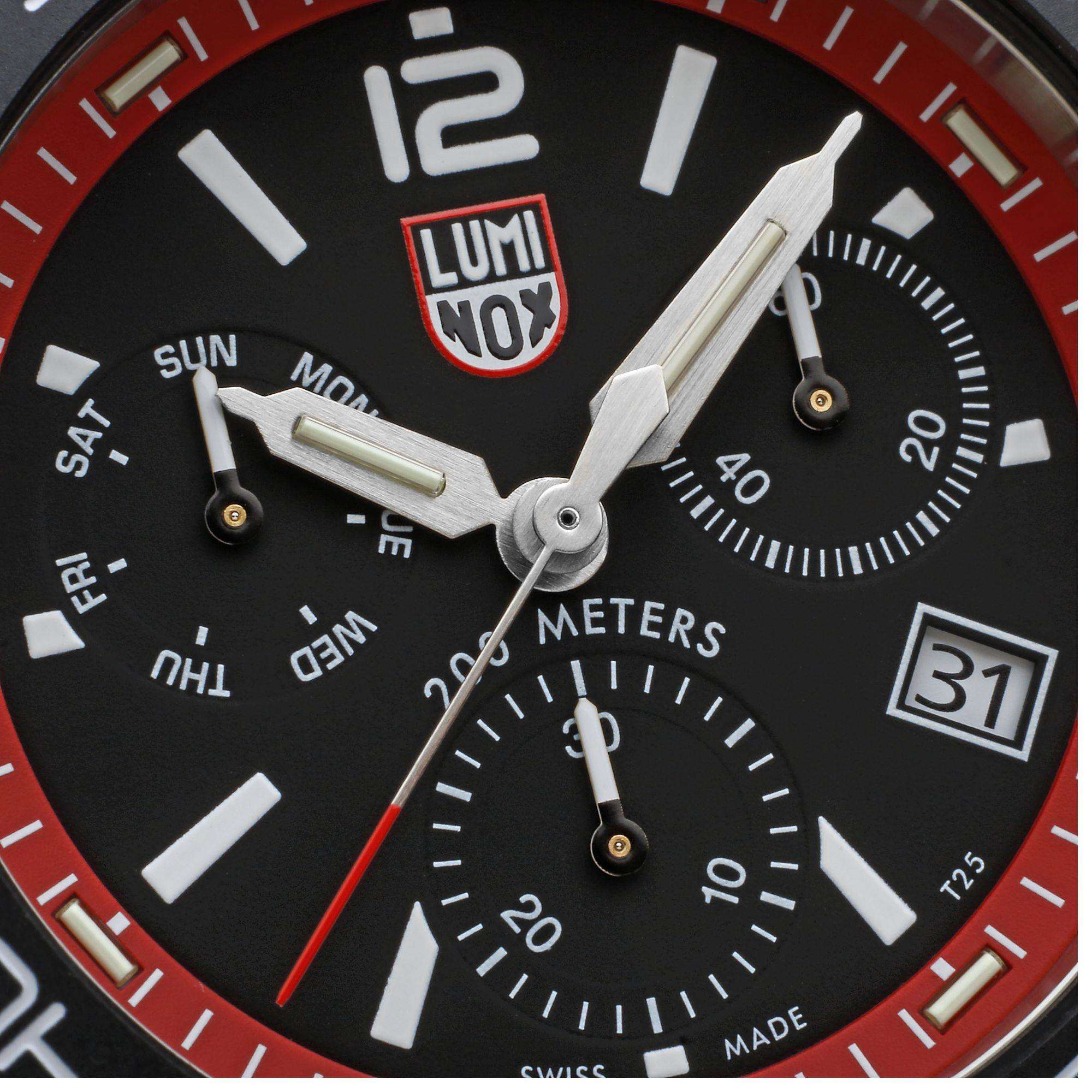 Luminox Pacific Diver Chronograph Rotes Gummiband Herren Uhr XS.3155