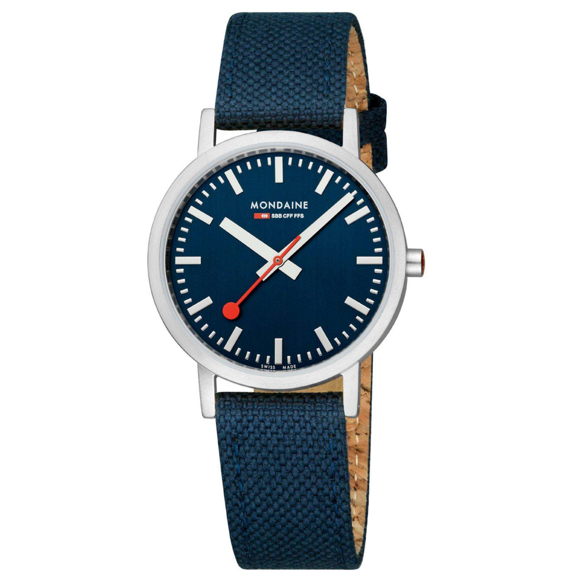 Mondaine Classic Tiefblaues Textilband Blaues Zifferblatt Uhr A660.30314.40SBD
