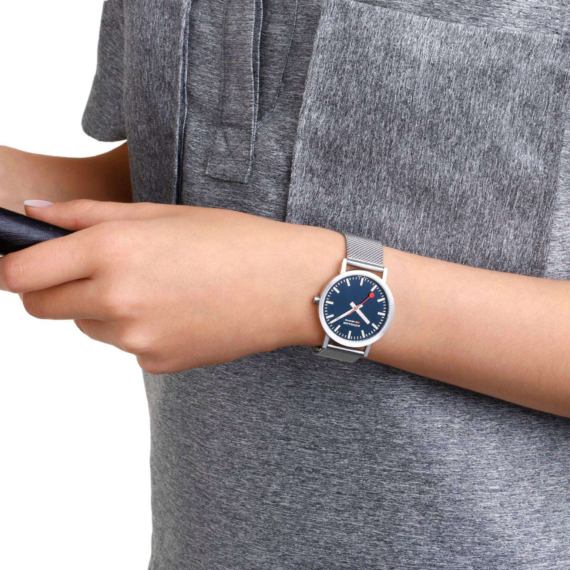Mondaine Classic Deep Ocean Blue Dial Mesh Bracelet Watch A660.30314.40SBJ
