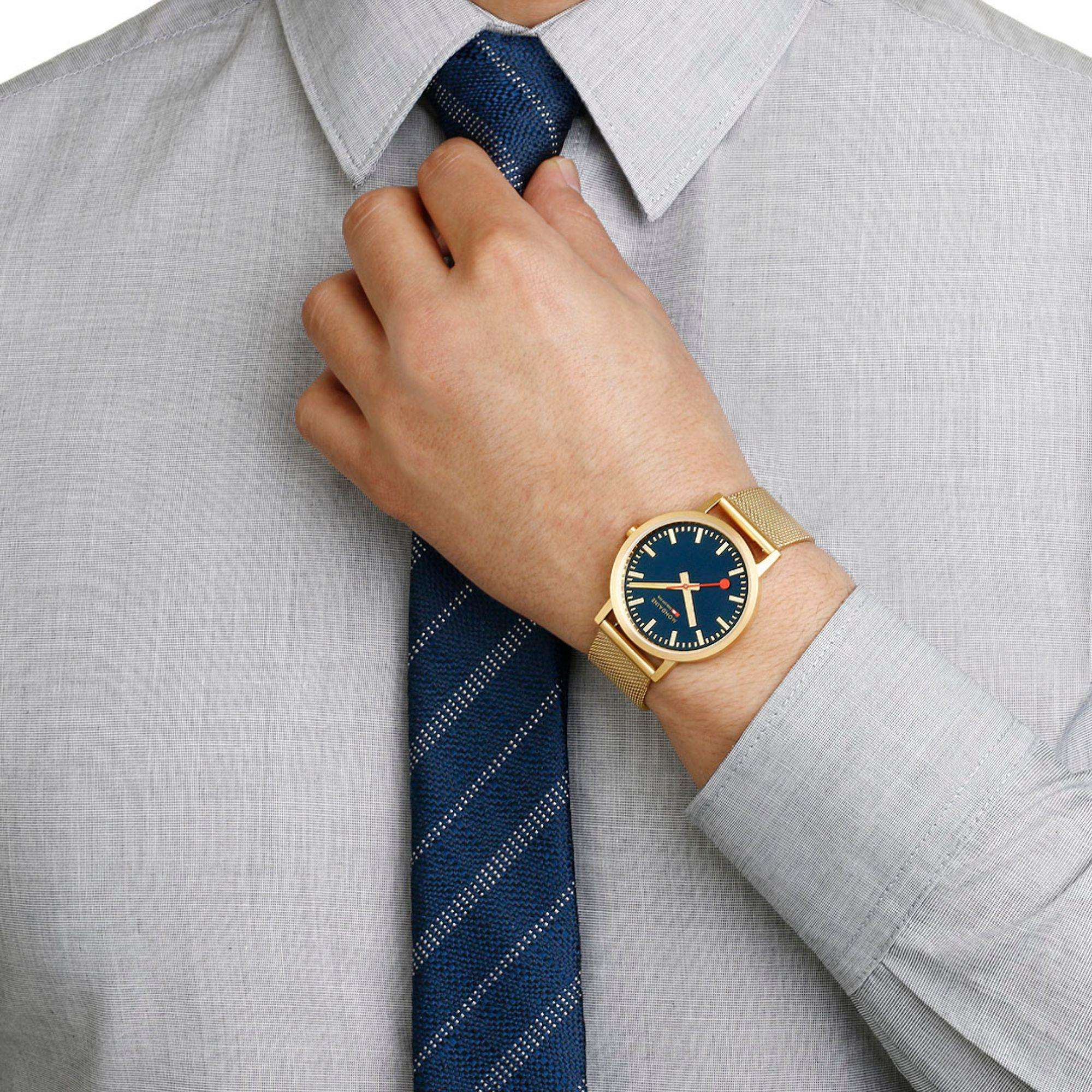 Mondaine Classic Blue Dial Steel Mesh Strap Watch A660.30314.40SBM
