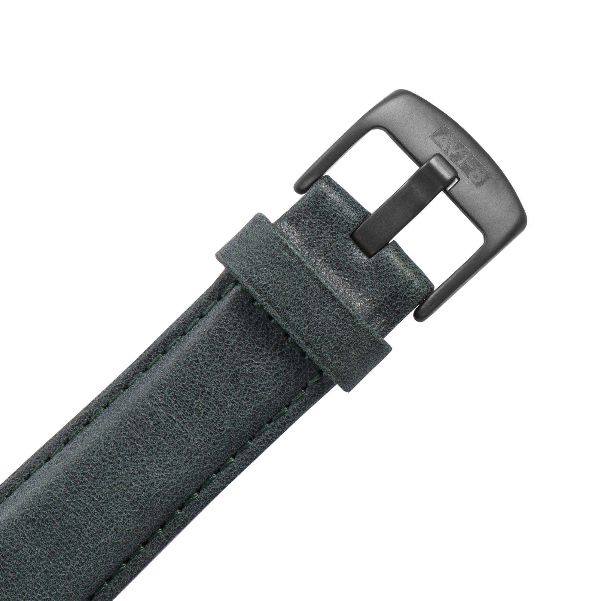 The AVI-8 Hawker Hurricane Classic Chronograph Black Dial Green Leather Strap Mens Watch AV-4011-0D