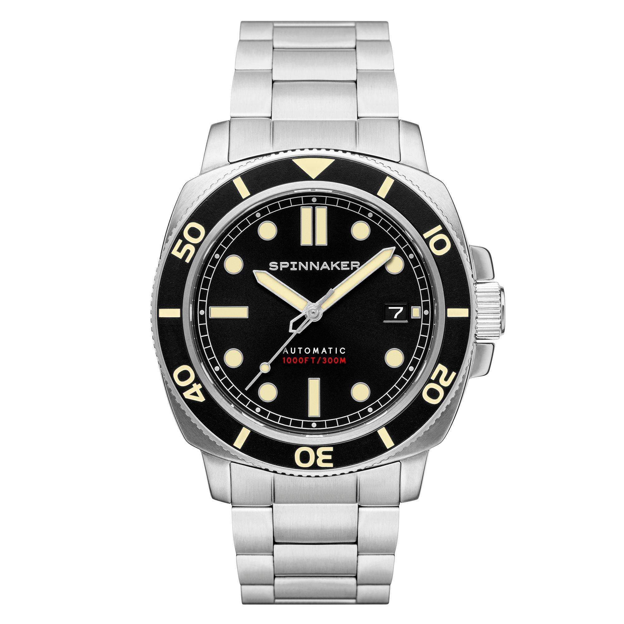 Spinnaker Hull Taucher Schwarz Zifferblatt Edelstahlarmband Herren Uhr SP-5088-11