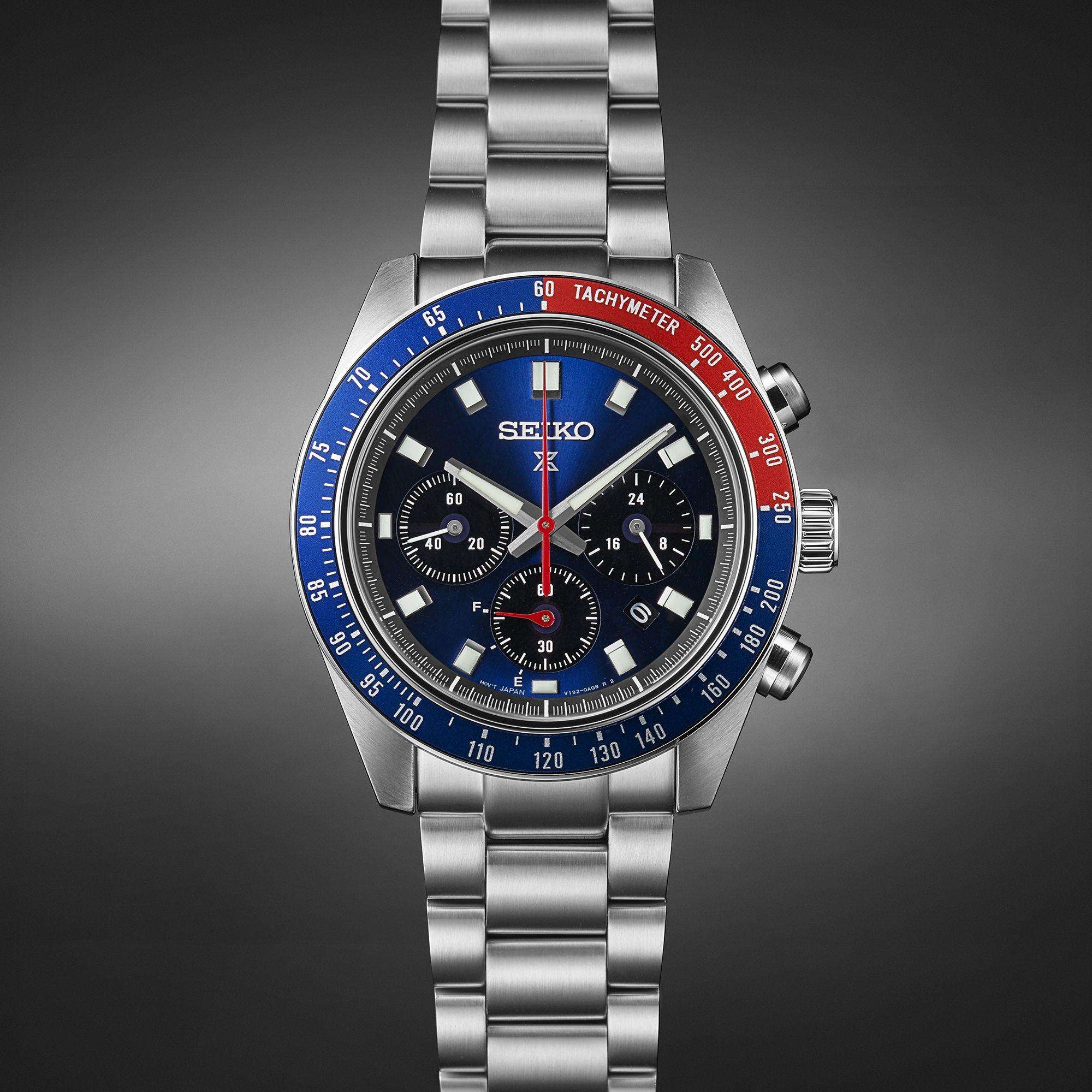 Seiko Prospex Speedtimer Solar Chronograph Blaues Zifferblatt Edelstahlarmband Herren Uhr SSC913P1