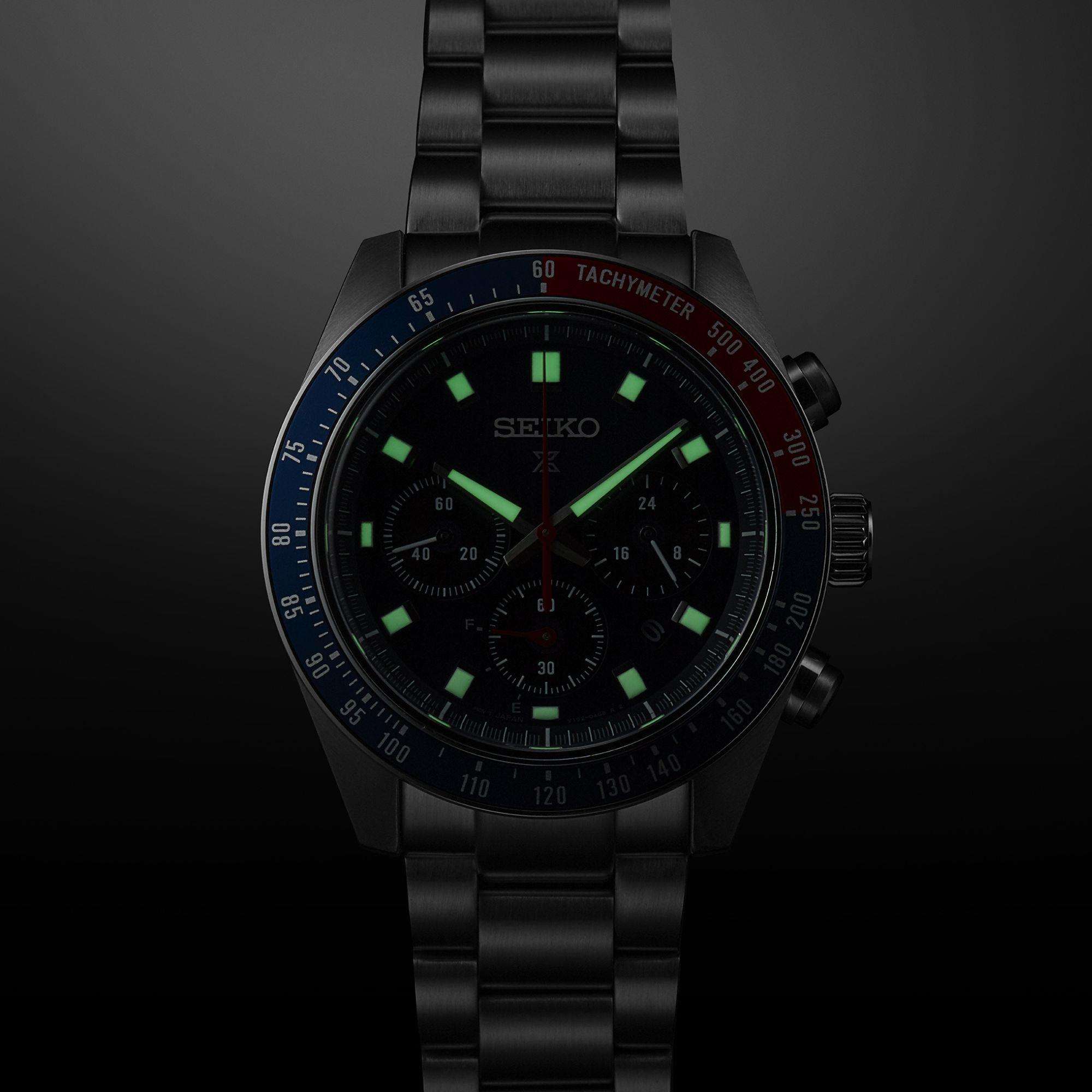 Seiko Prospex Speedtimer Solar Chronograph Blaues Zifferblatt Edelstahlarmband Herren Uhr SSC913P1