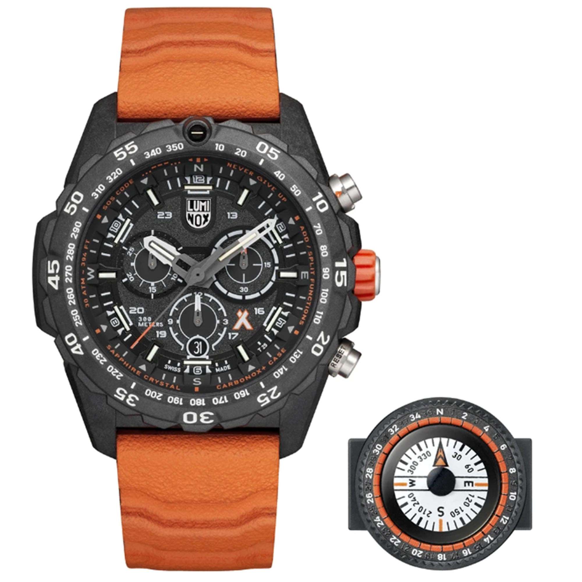 Luminox Bear Grylls 45mm Chronograph Schwarzes Zifferblatt Gummi Herren Quarz Uhr XB.3749