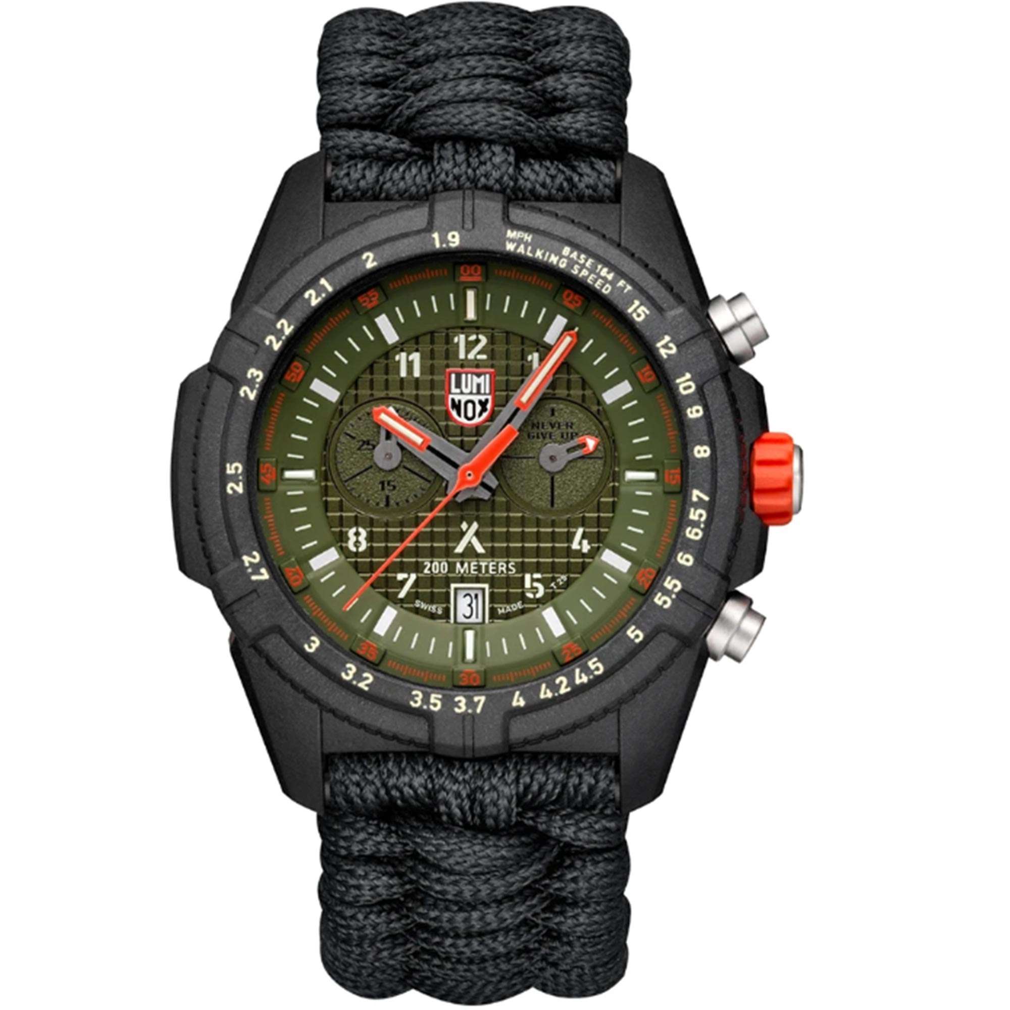 Luminox Bear Grylls Survival Land Serie Quarz Grünes Zifferblatt Schwarzes Textilarmband Herren Uhr XB.3797.KM