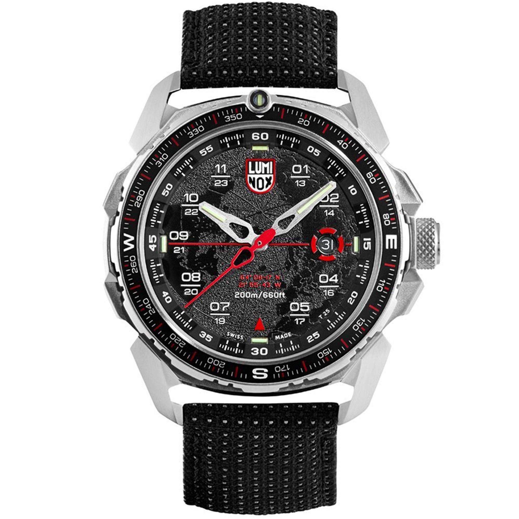 Luminox ICE-SAR Quarz Schwarzes Zifferblatt Textilarmband Herren Uhr XL.1201