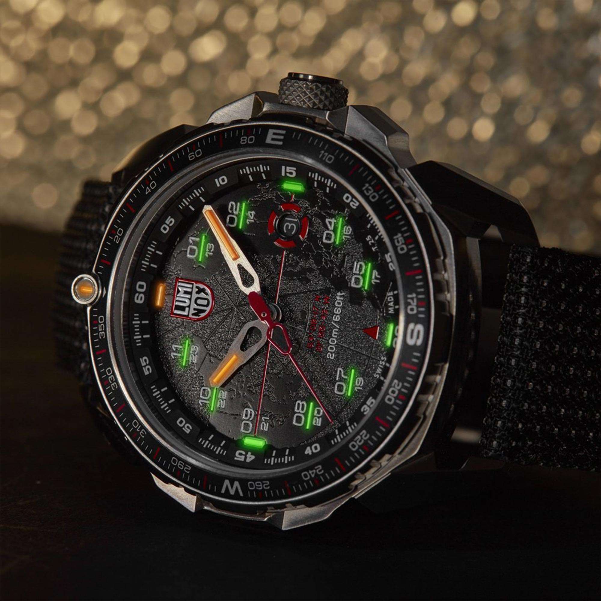 Luminox ICE-SAR Quarz Schwarzes Zifferblatt Textilarmband Herren Uhr XL.1201