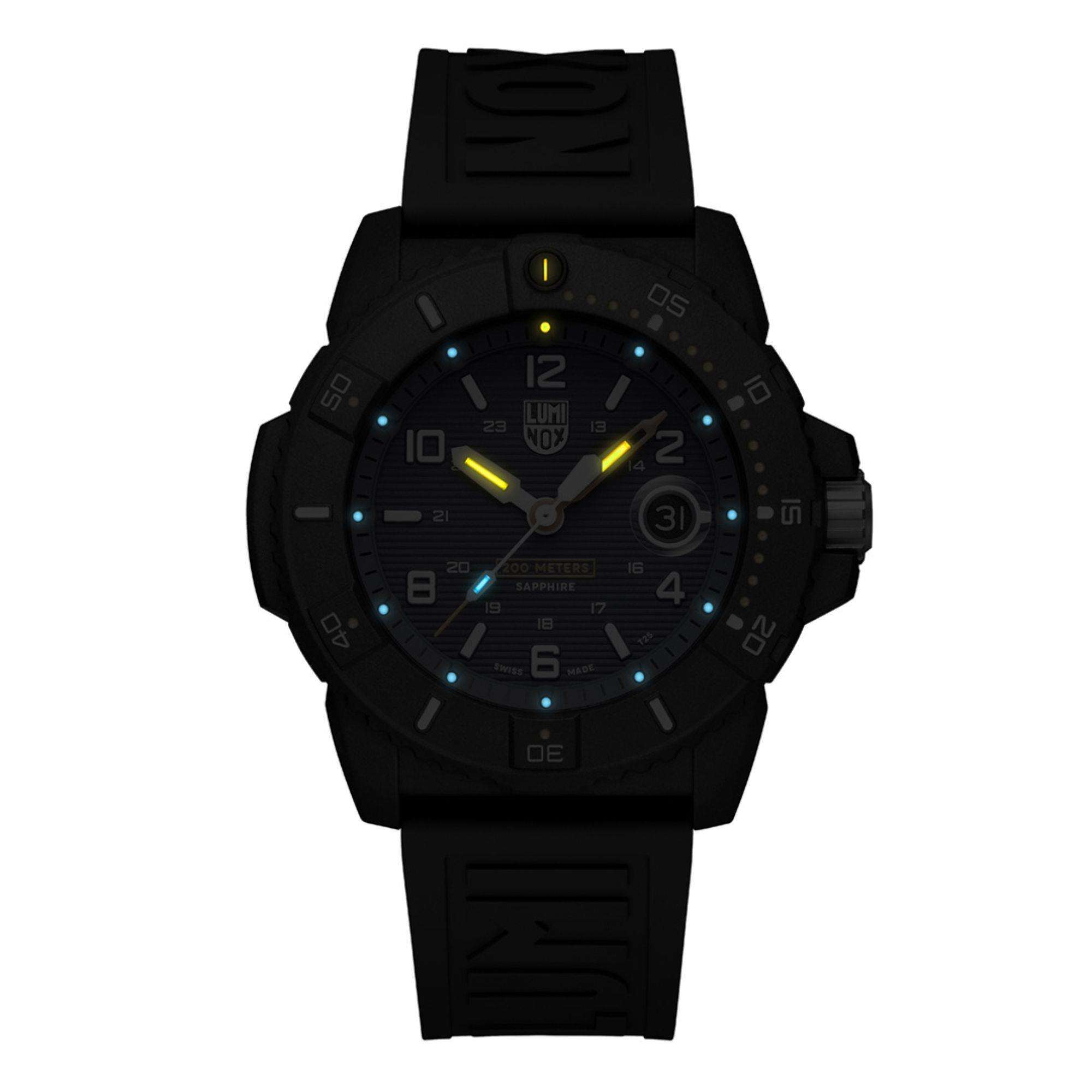 Luminox Navy Seal 3600 Serie Blaues Zifferblatt Schwarzes Silikonarmband Herren Uhr XS.3602.NSF