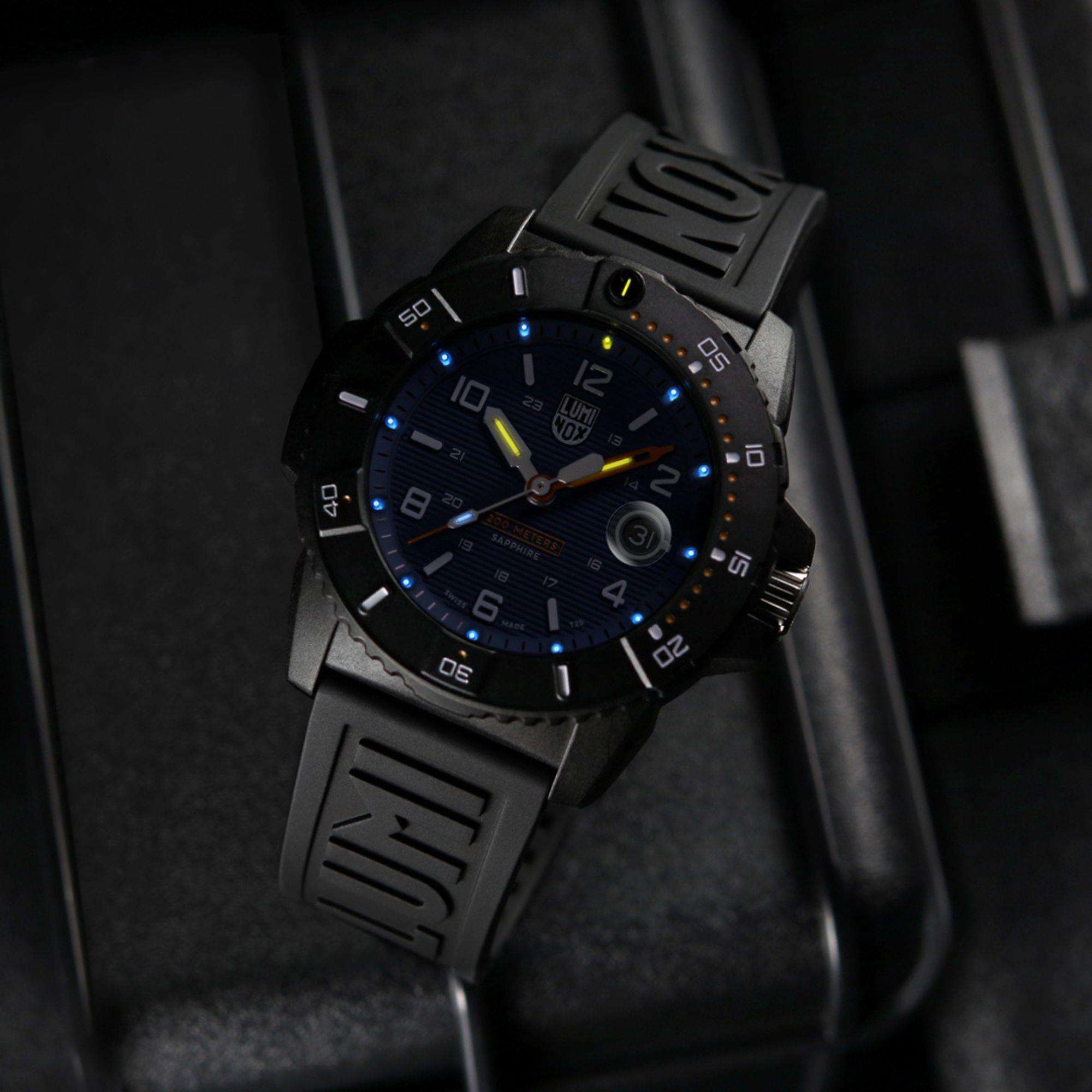 Luminox Navy Seal 3600 Serie Blaues Zifferblatt Schwarzes Silikonarmband Herren Uhr XS.3602.NSF