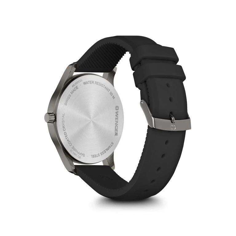 Wenger City Sport Schwarzes Zifferblatt Schwarzes Silikonarmband Herren Uhr 01.1441.135