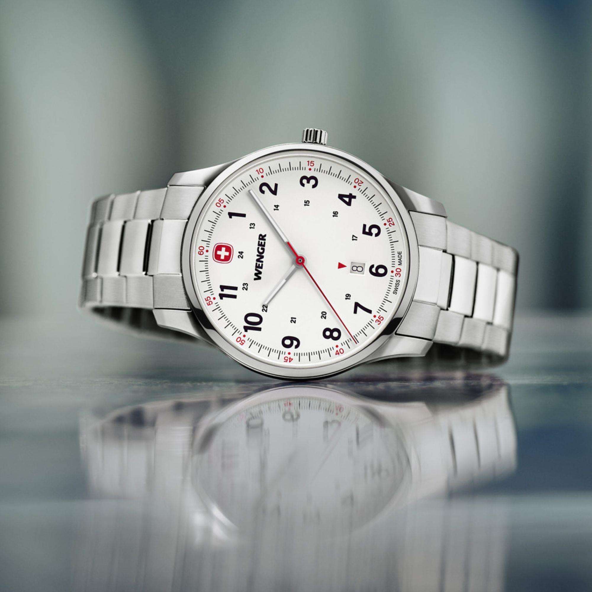 Wenger Sports City White Dial Stainless Steel Bracelet Men's Watch 01.1441.133