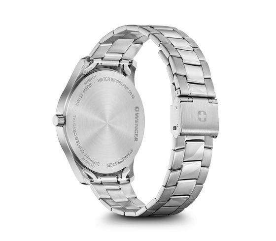 Wenger Sports City Schwarzes Zifferblatt Edelstahlarmband Herren Uhr 01.1441.131
