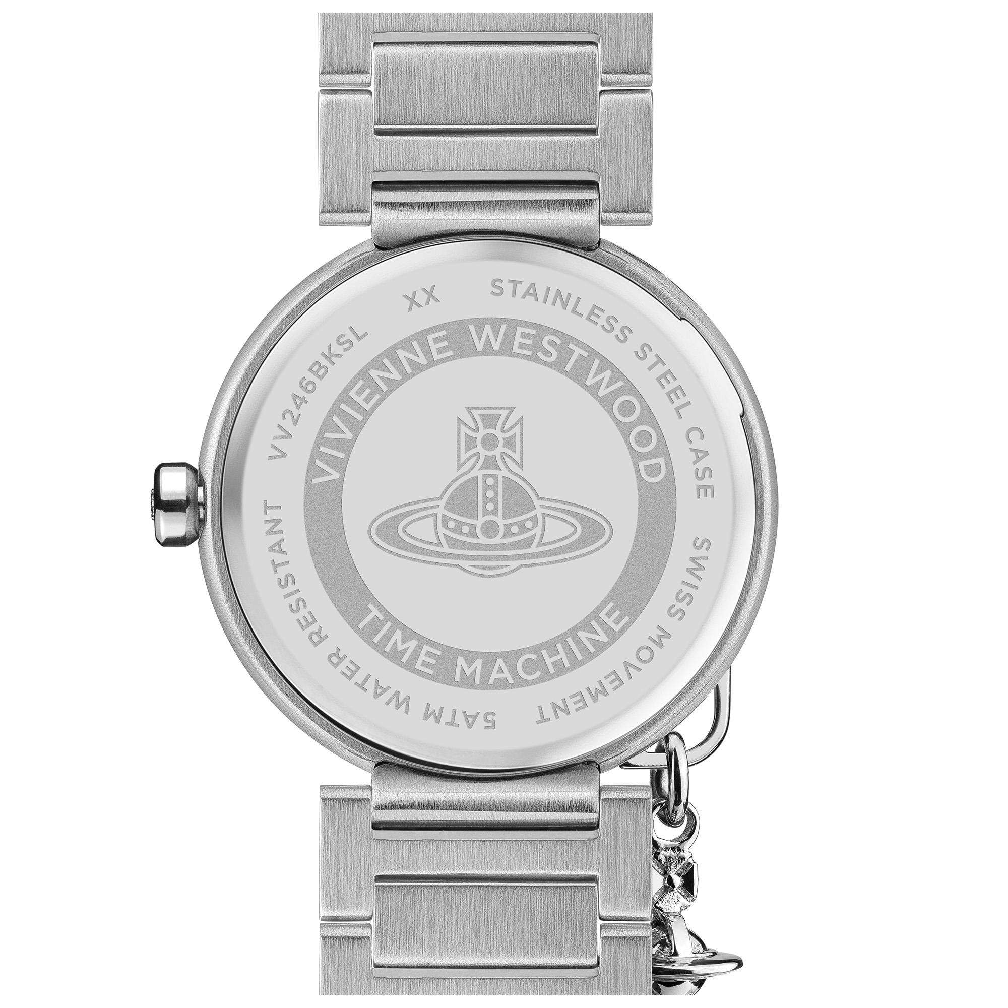 Vivienne Westwood Poplar Schwarzes Zifferblatt Edelstahlarmband Damen Uhr VV246BKSL