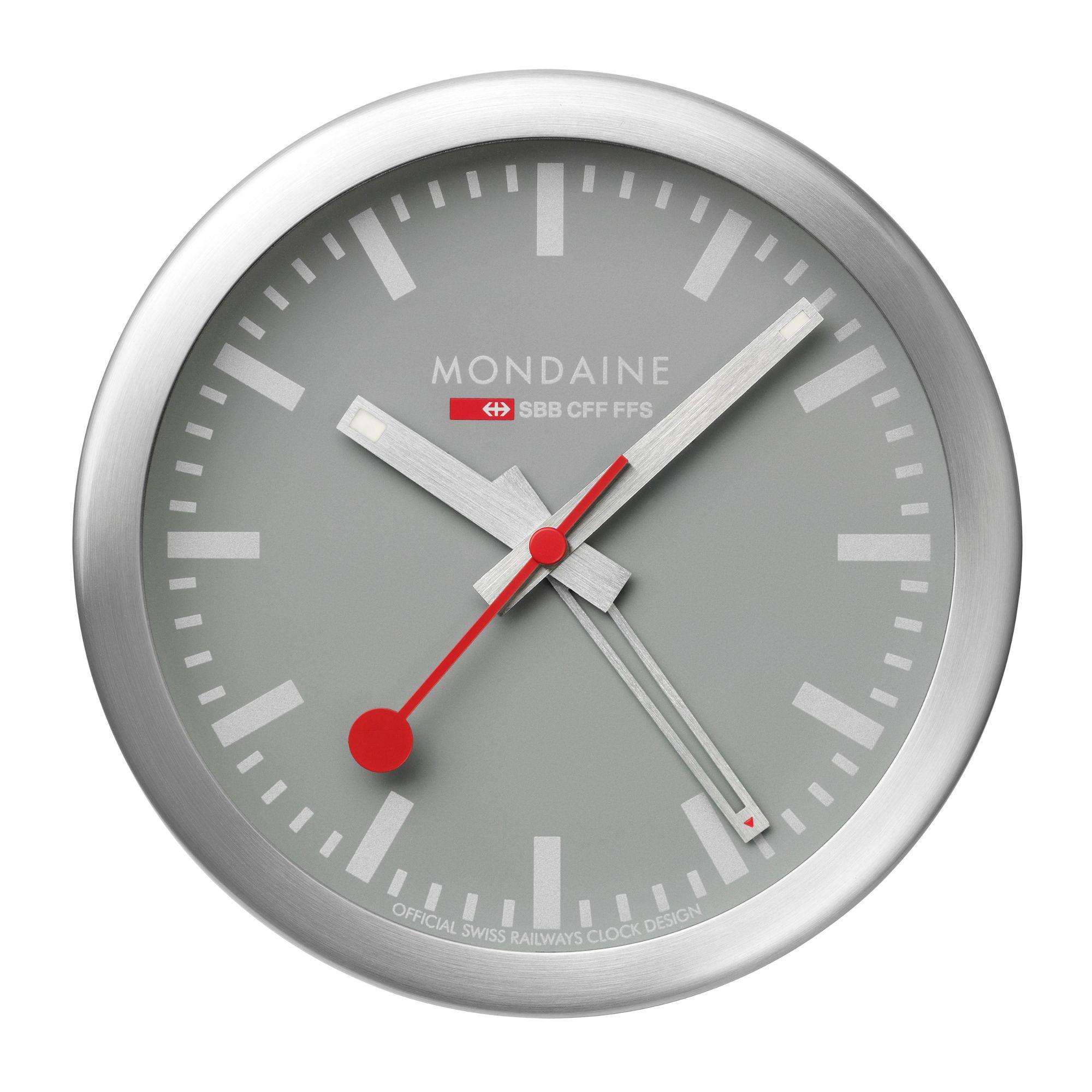 Mondaine Grey Aluminium Clock A997.MCAL.86SBV