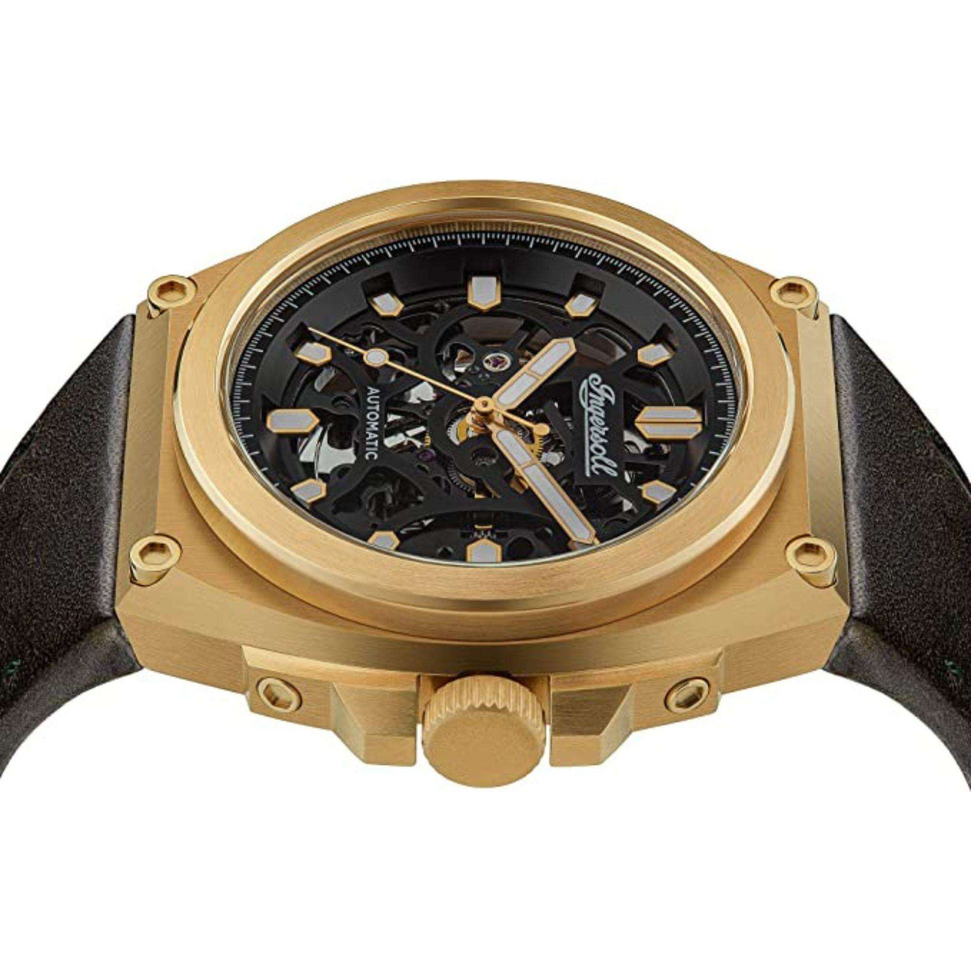 Ingersoll 1892 The Motion Automatic Mens Watch with Black Dial and a Horween Olive Green Leather Strap - I11701B
