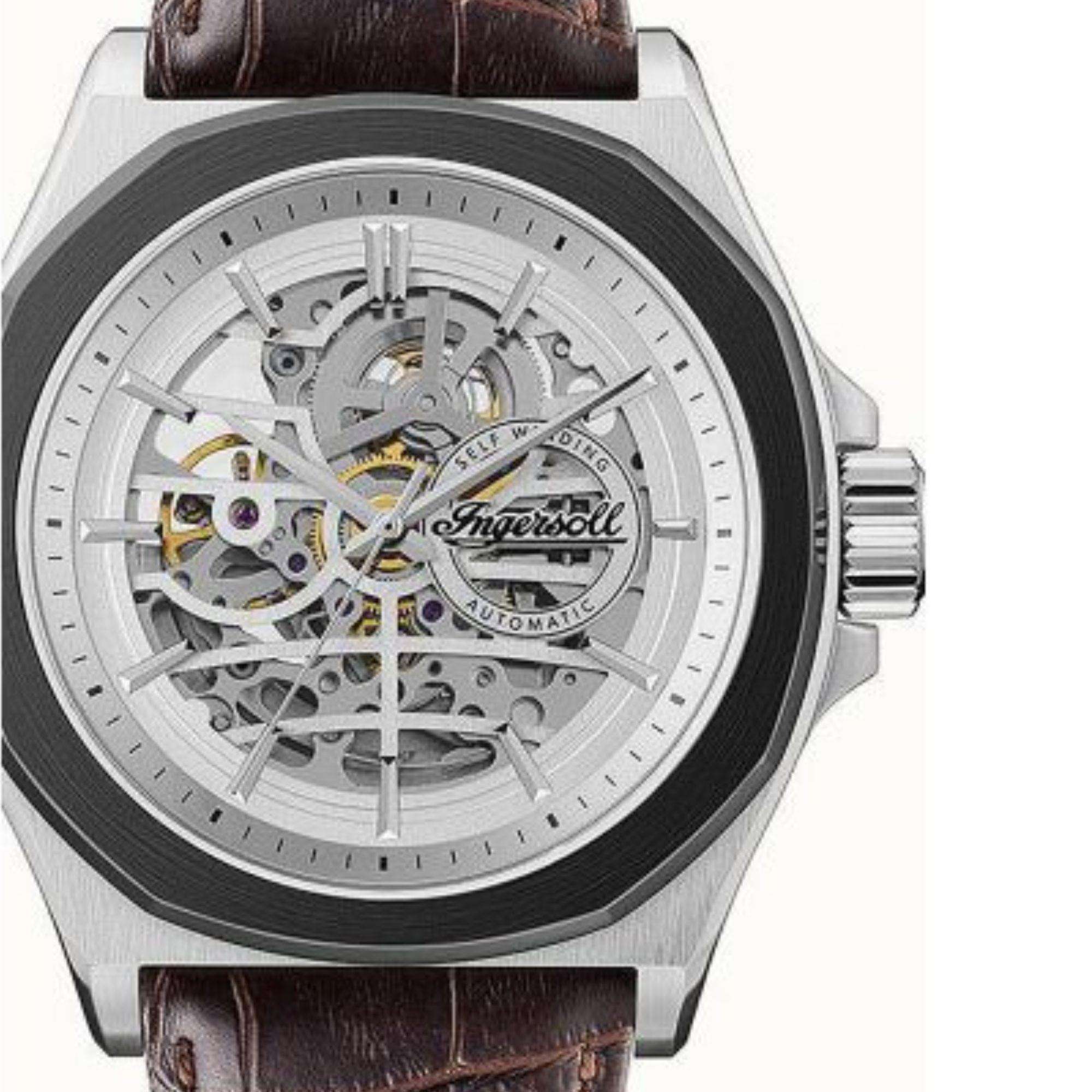 Ingersoll 1892 The Orville Automatische Weiße Zifferblatt Lederarmband Herrenarmbanduhr I09307