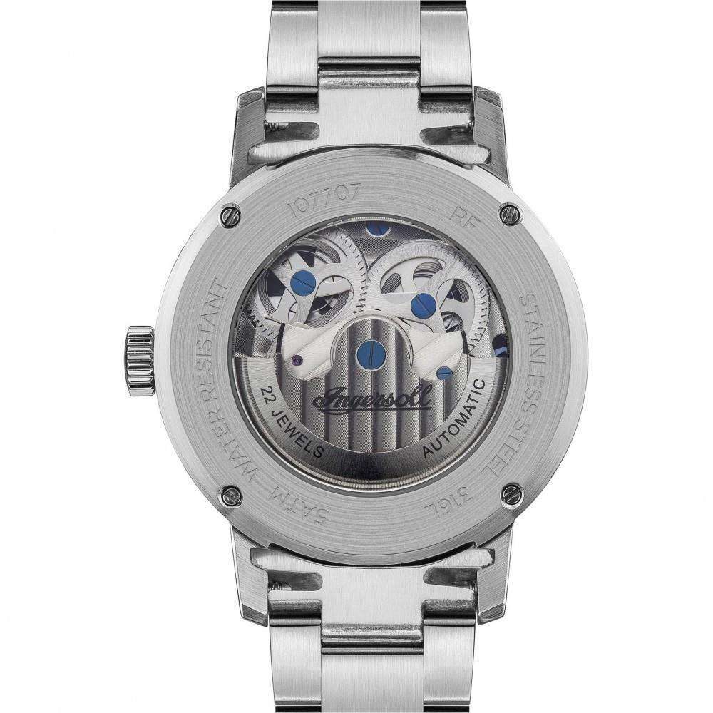 Ingersoll The Jazz 1892 Automatik Blaues Zifferblatt Silbernes Stahlarmband Herren Uhr I07707