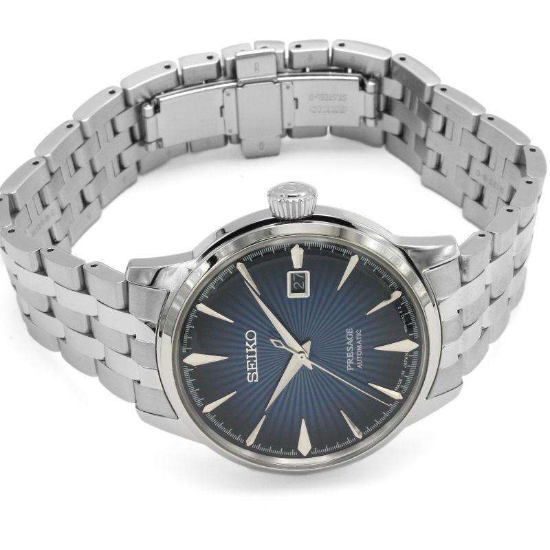 Seiko Presage Cocktail Time Blue Moon Automatik Blauer Zifferblatt Silber Edelstahl Herren Uhr SRPB41J1
