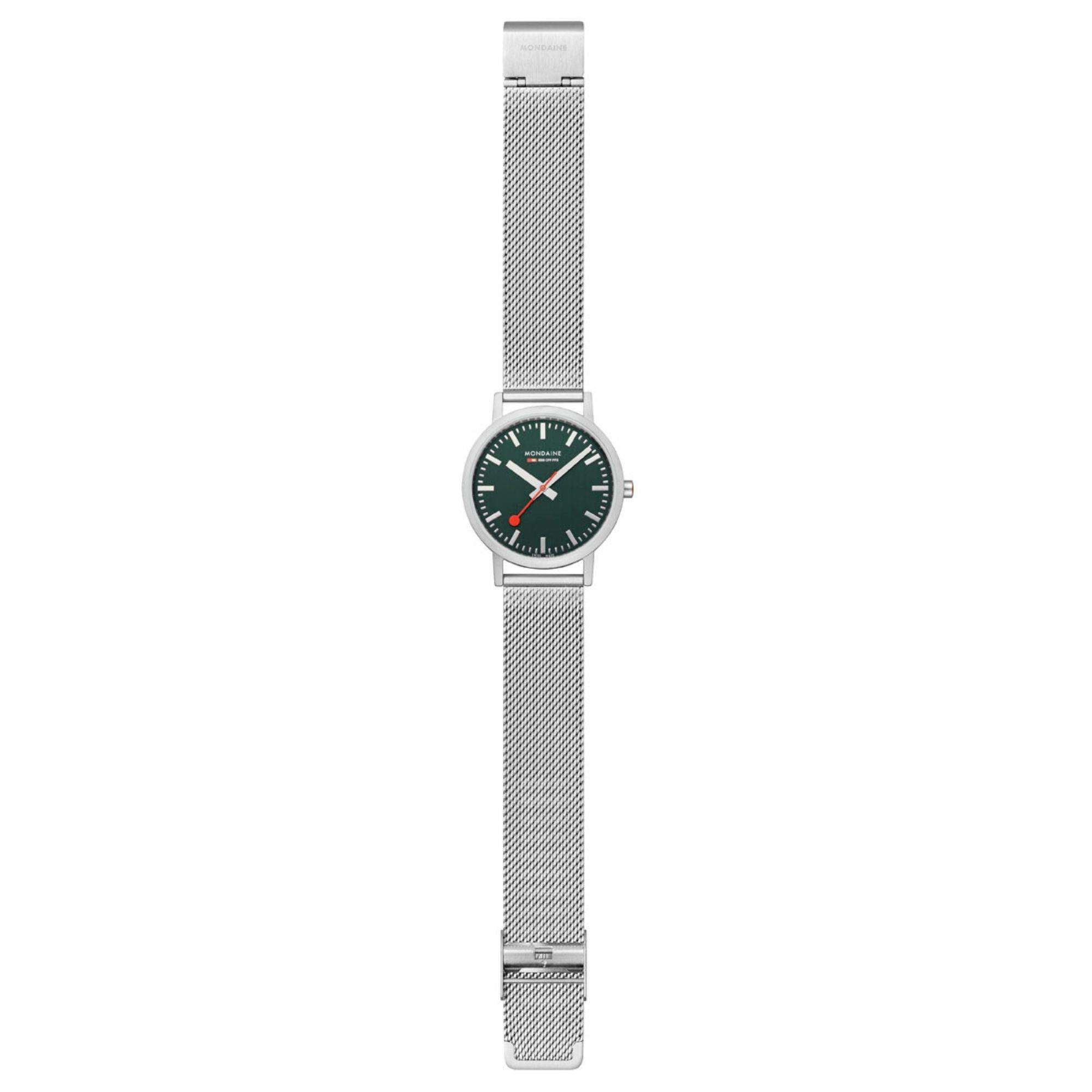 Mondaine Classic Armband Uhr mit Waldgrünem Zifferblatt und Mesh-Armband A660.30314.60SBJ