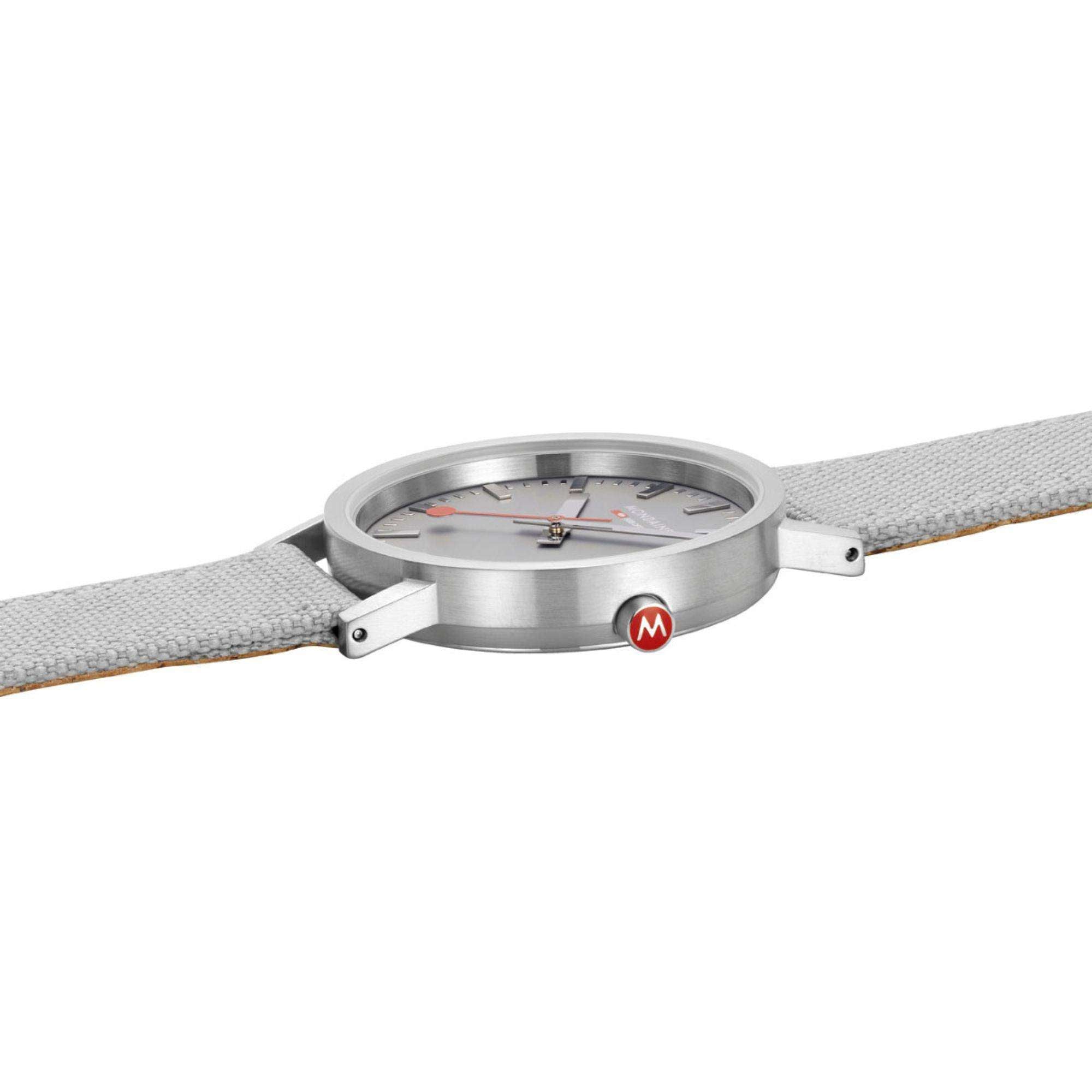 Mondaine Classic 36mm Gray Dial Textile Quartz Watch A660.30314.80SBH
