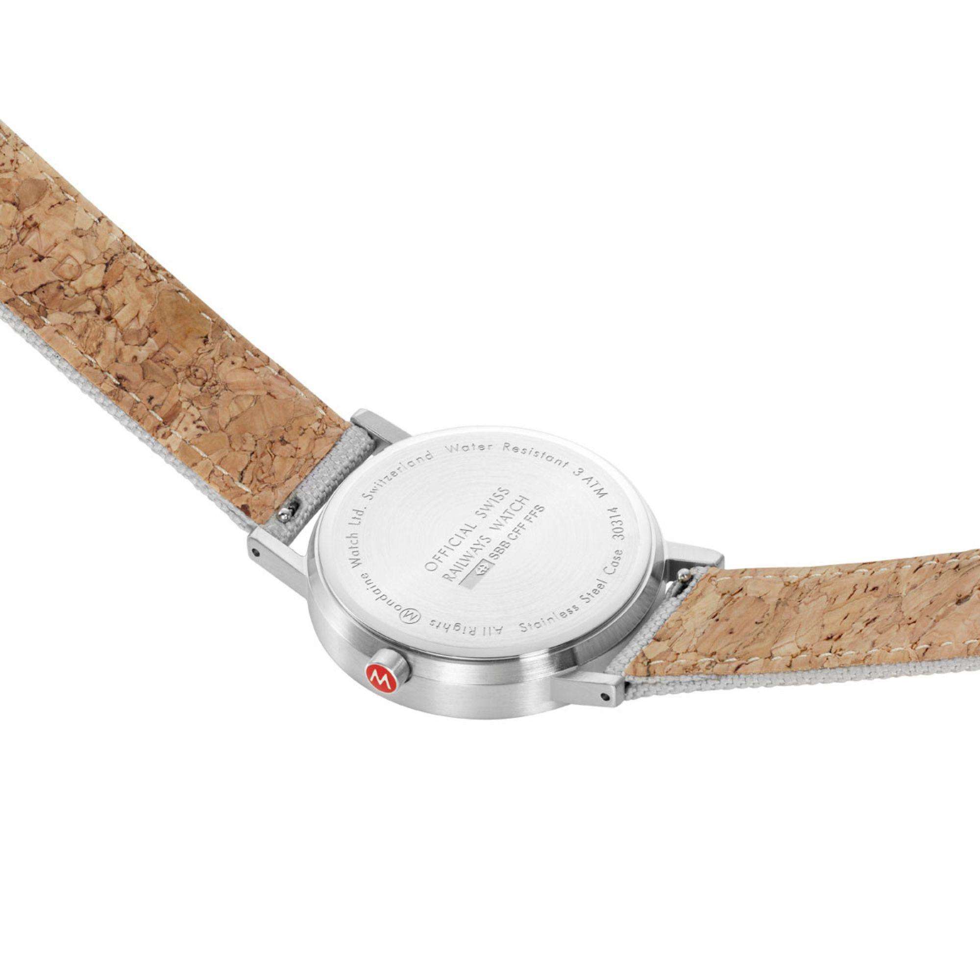 Mondaine Classic 36mm Gray Dial Textile Quartz Watch A660.30314.80SBH