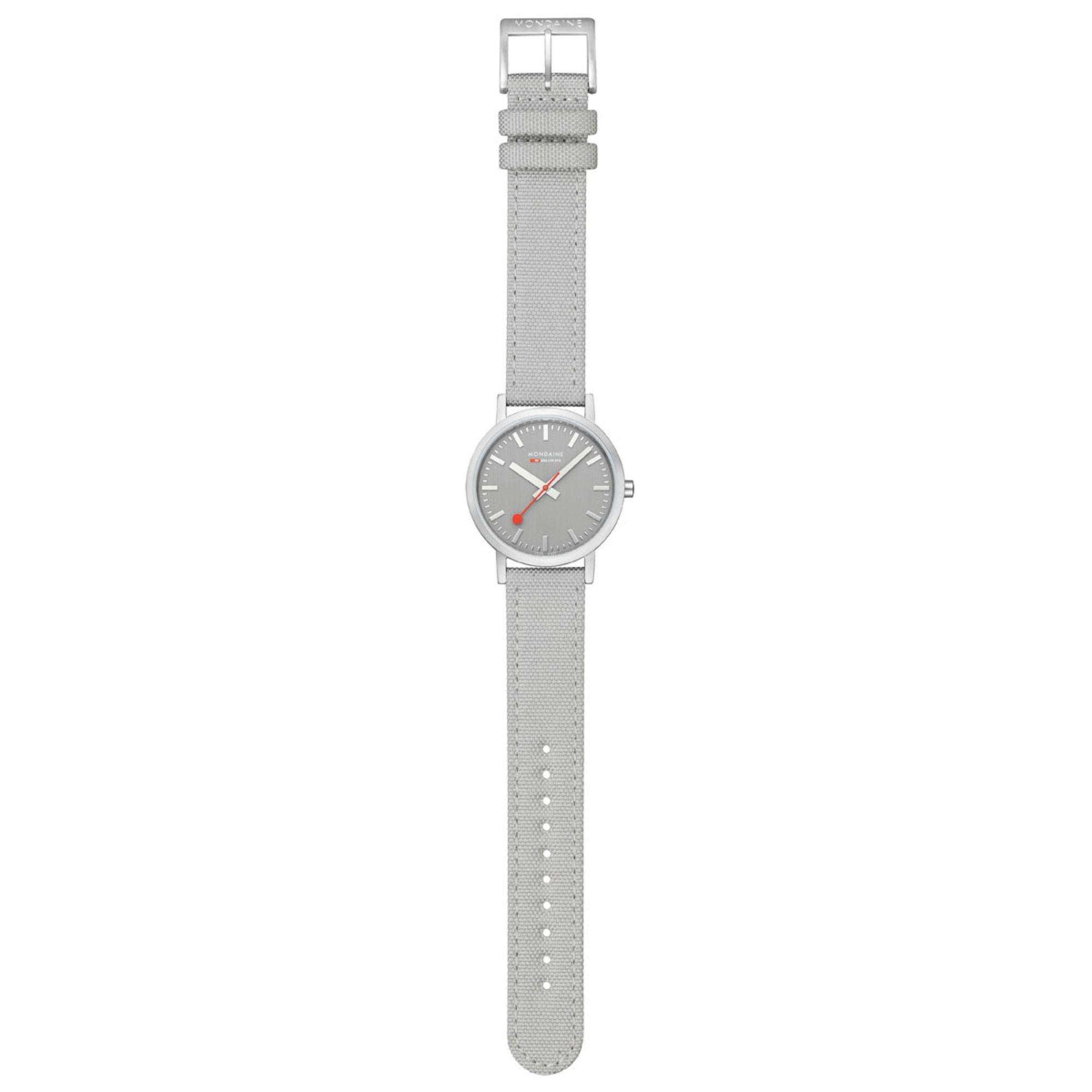 Mondaine Classic 36mm Gray Dial Textile Quartz Watch A660.30314.80SBH