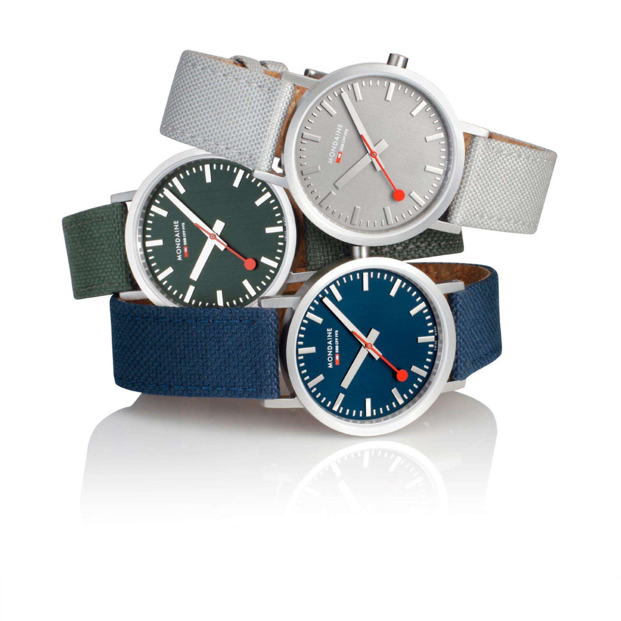 Mondaine Classic 36mm Gray Dial Textile Quartz Watch A660.30314.80SBH