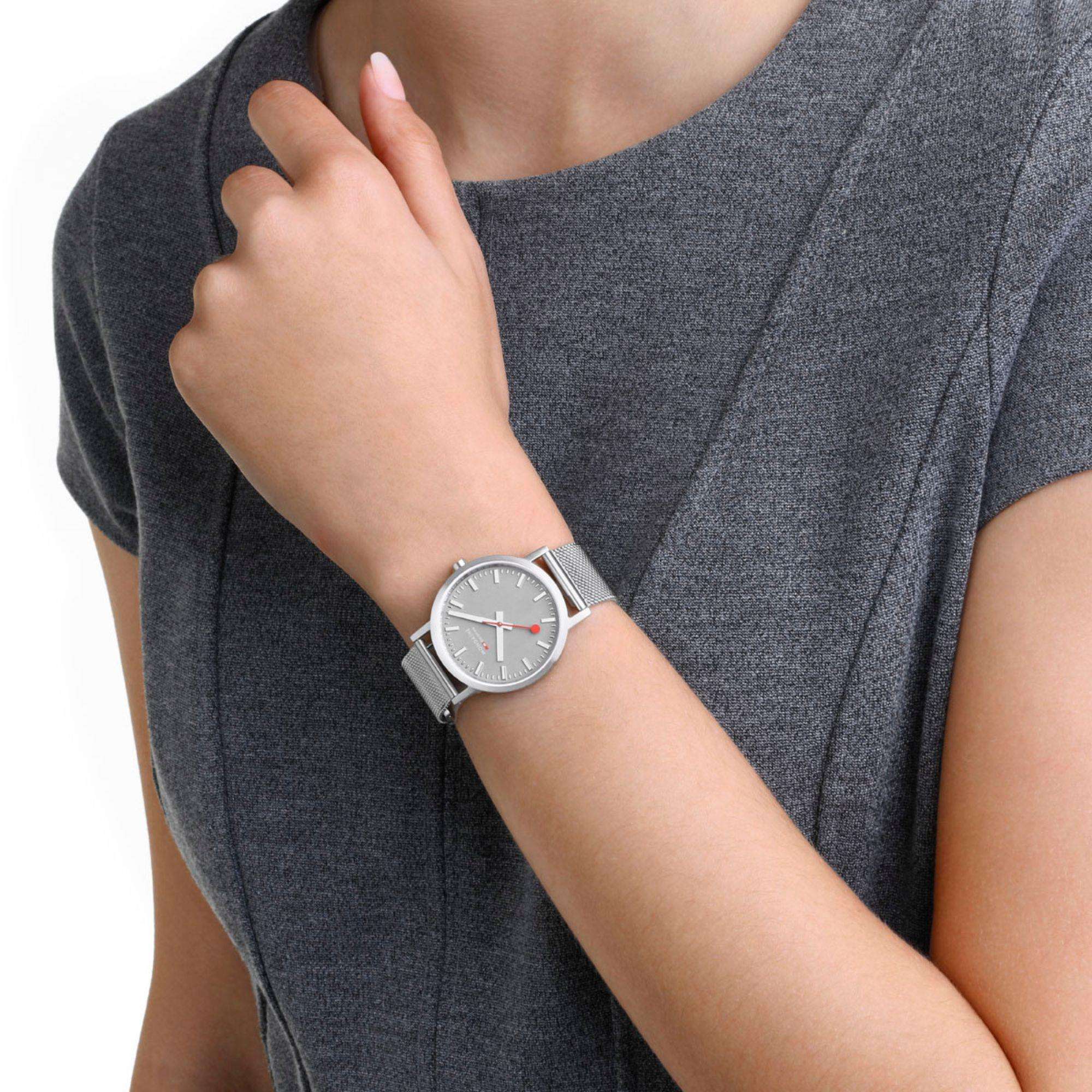 Mondaine Classic Good Gray Dial Steel Mesh Bracelet Watch A660.30314.80SBJ