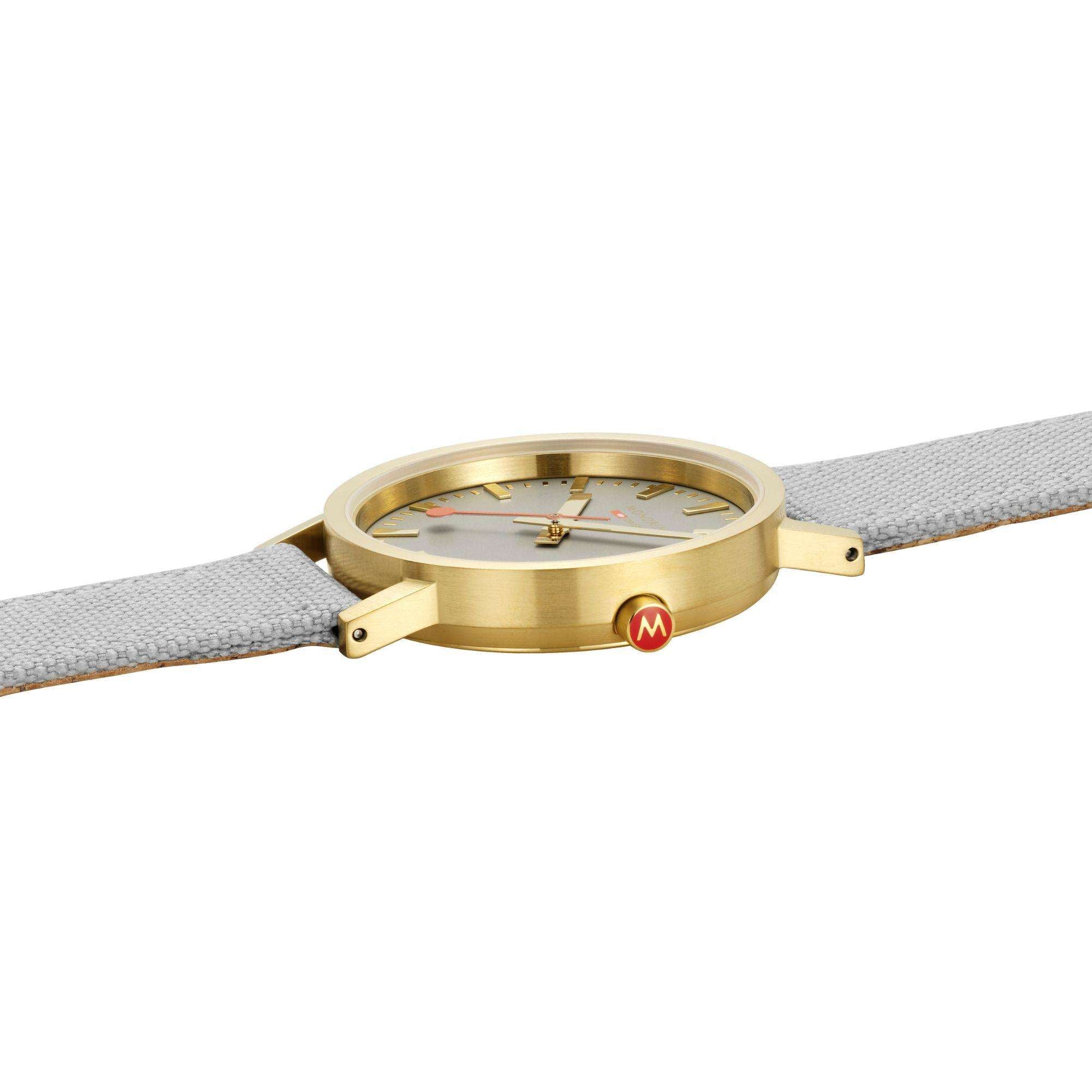 Mondaine Classic 36mm Gray Dial Textile Quartz Watch A660.30314.80SBU