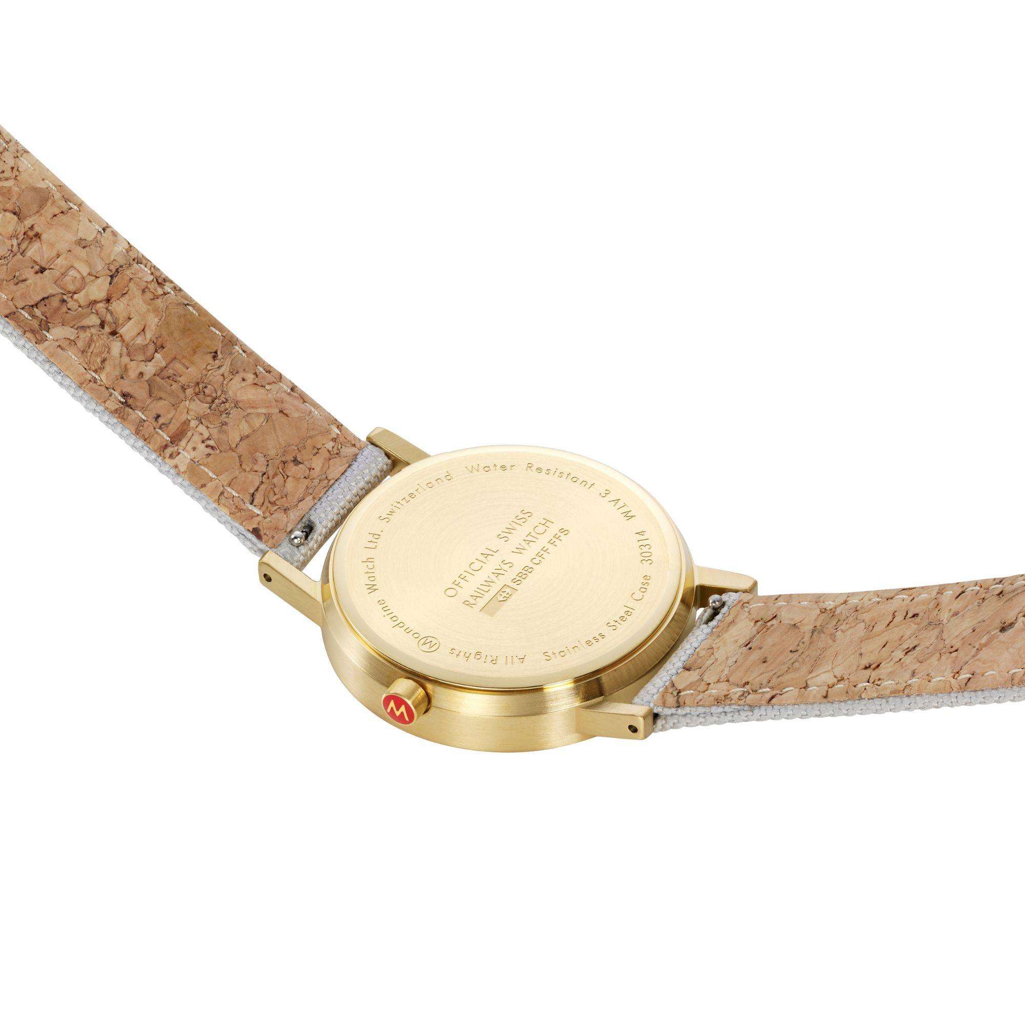 Mondaine Classic 36mm Gray Dial Textile Quartz Watch A660.30314.80SBU