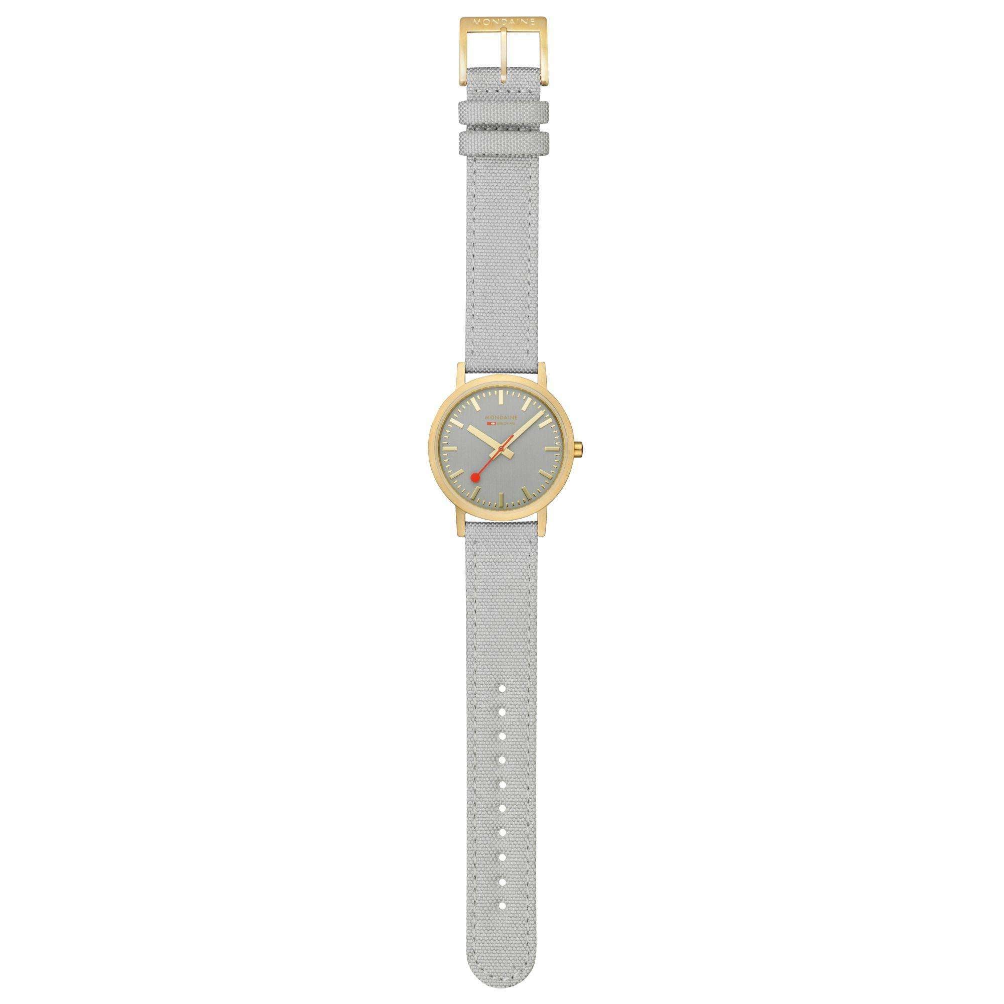 Mondaine Classic 36mm Gray Dial Textile Quartz Watch A660.30314.80SBU