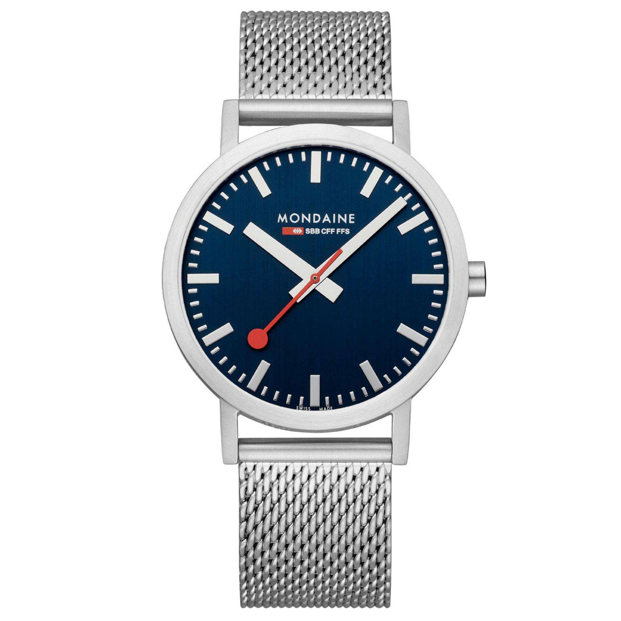 Mondaine Classic Blue Dial Steel Mesh Strap Unisex Watch A660.30360.40SBJ