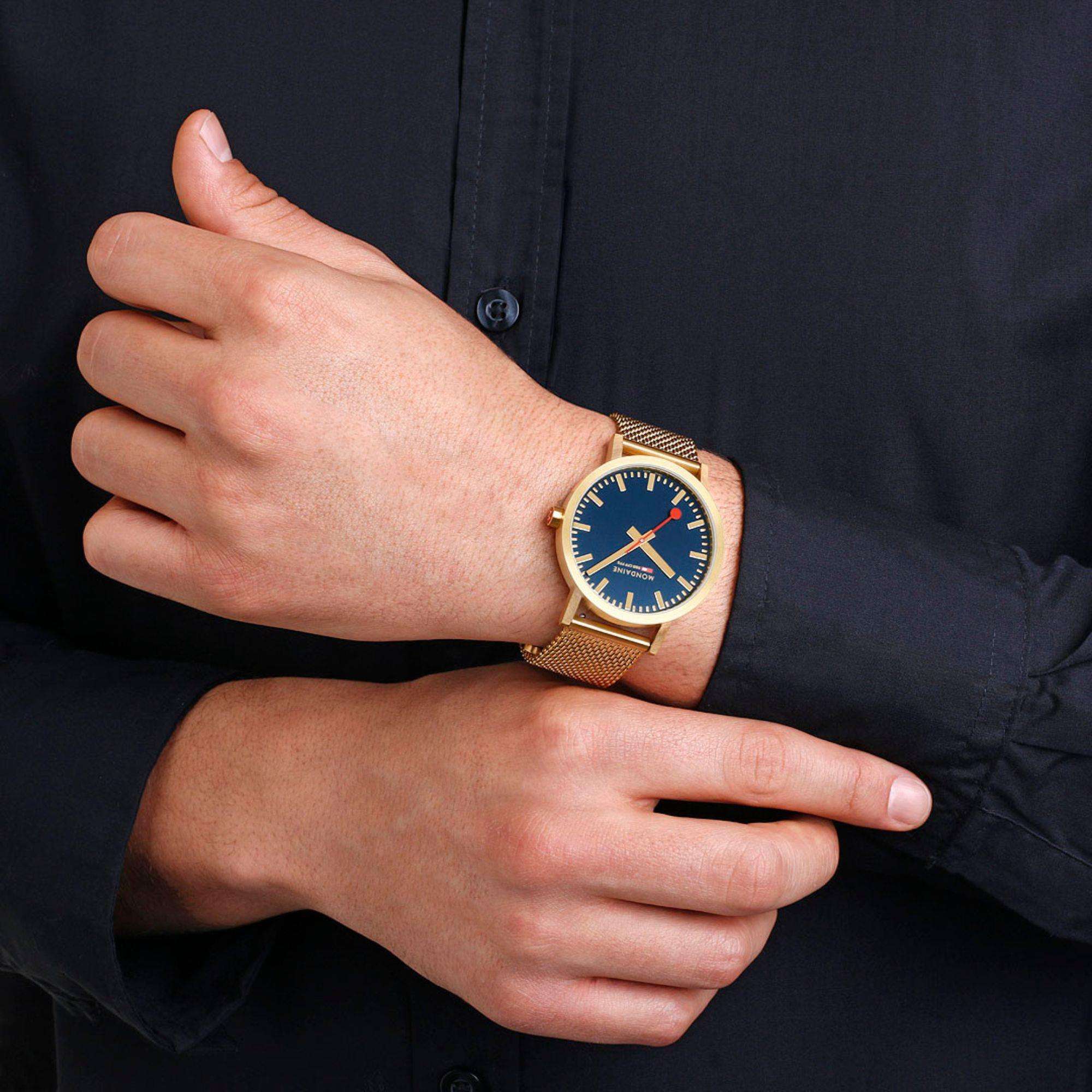 Mondaine Classic 40mm Blue Dial Steel Quartz Watch A660.30360.40SBM