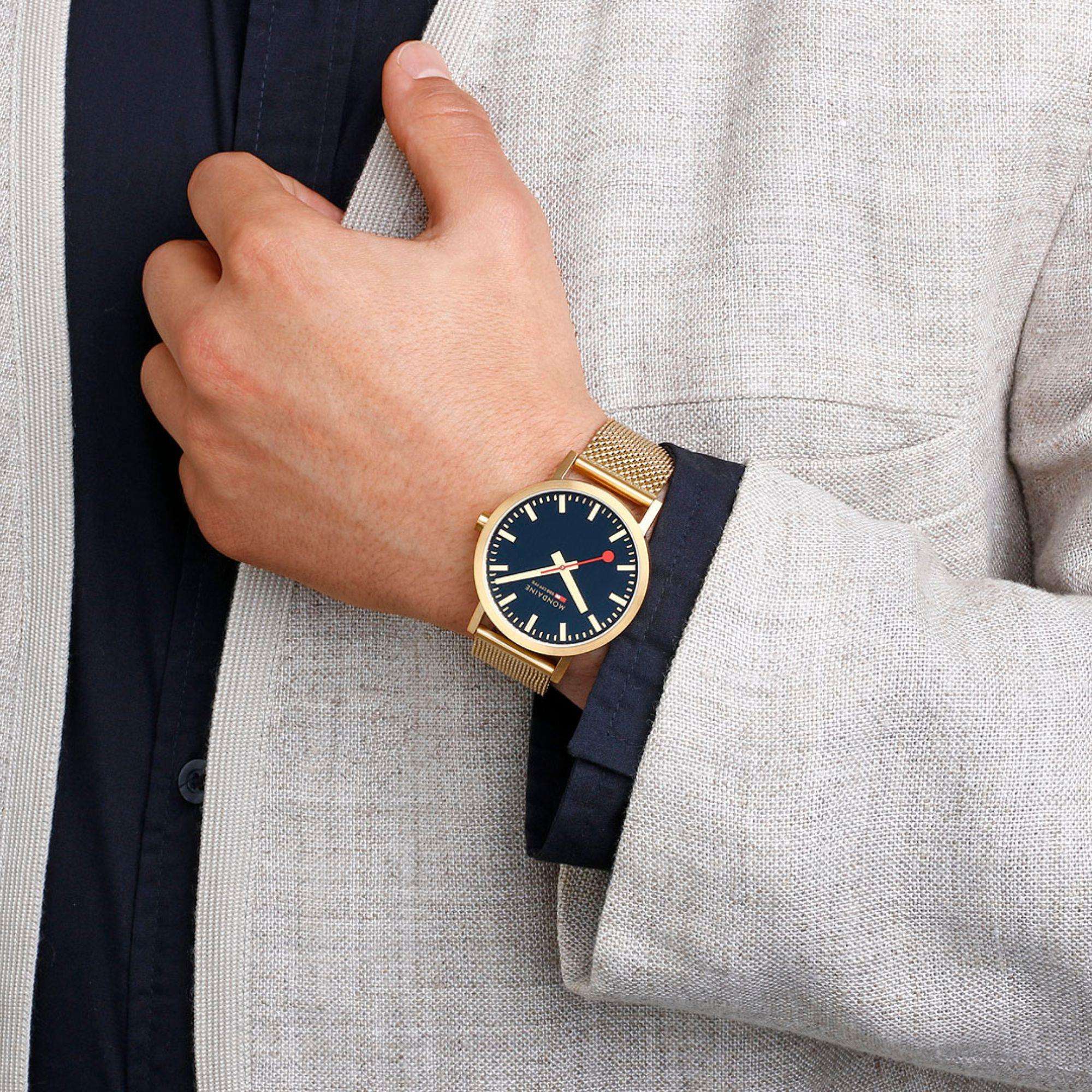 Mondaine Classic 40mm Blue Dial Steel Quartz Watch A660.30360.40SBM