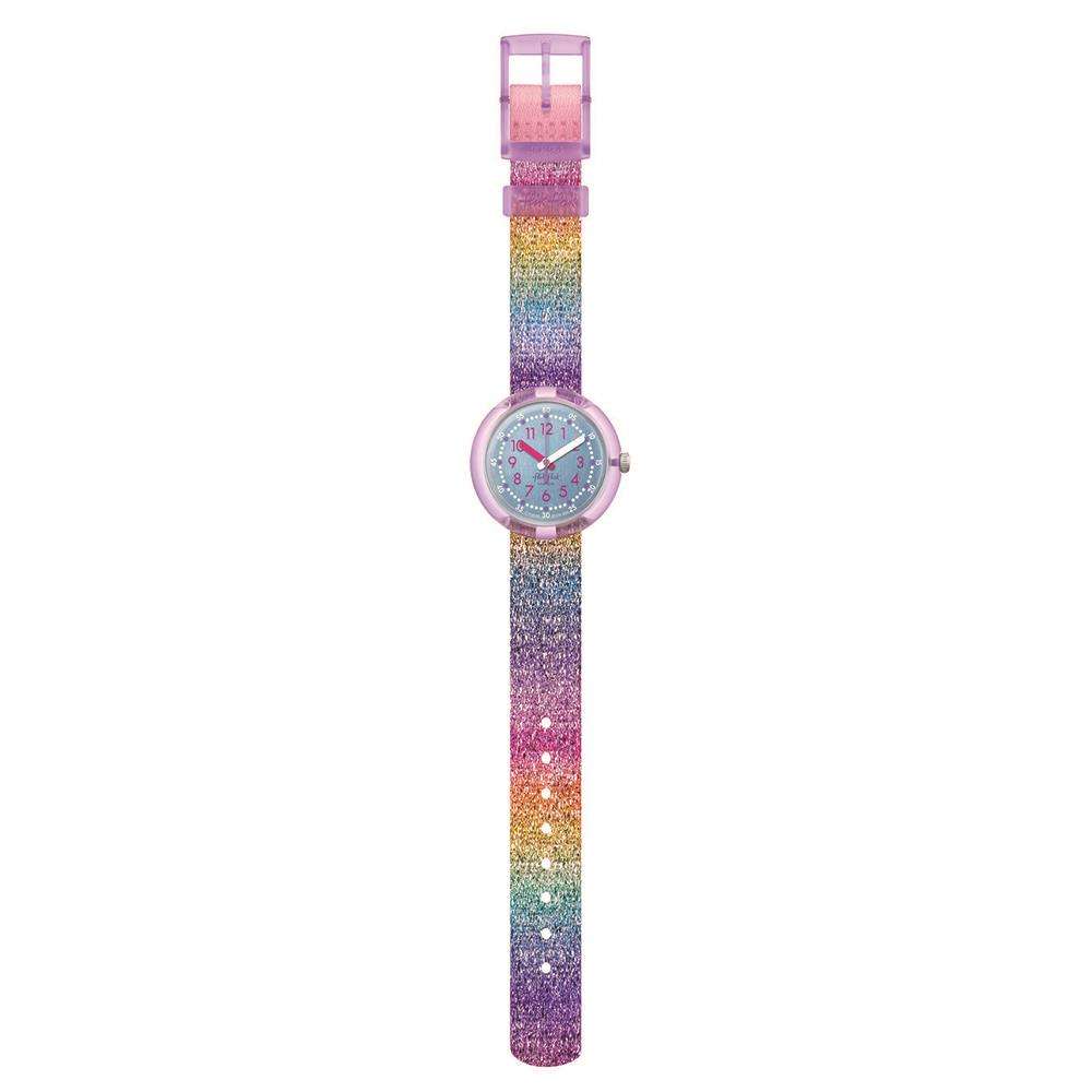 Flik Flak Shine in Rainbow Quarz Blaues Zifferblatt ZFPNP128