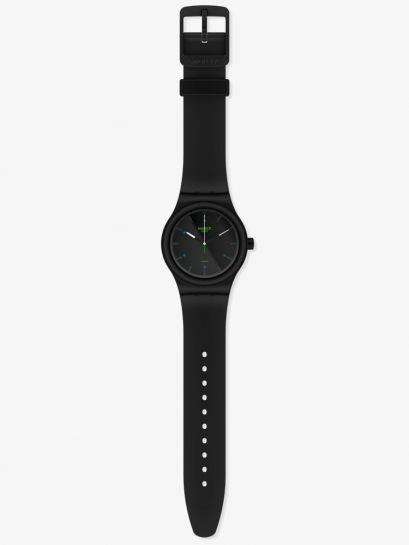 Swatch AM51 Automatik Schwarzes Zifferblatt Bio-basiertes Armband Uhr SO30B400