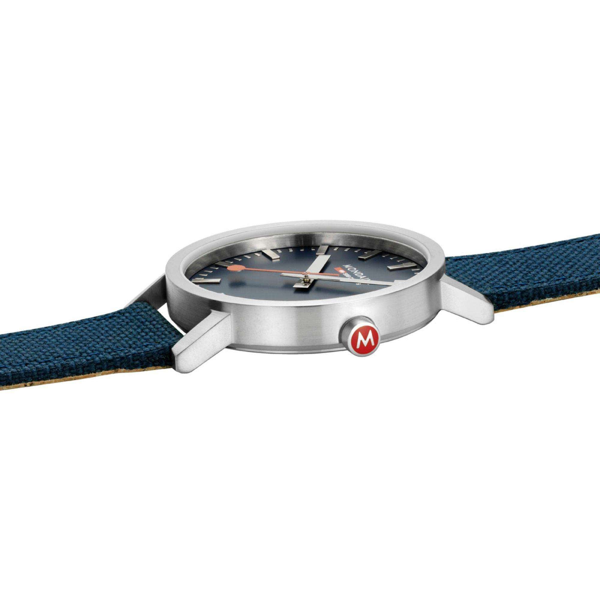 Mondaine Classic 40mm Blue Dial Textile Quartz Watch A660.30360.40SBD