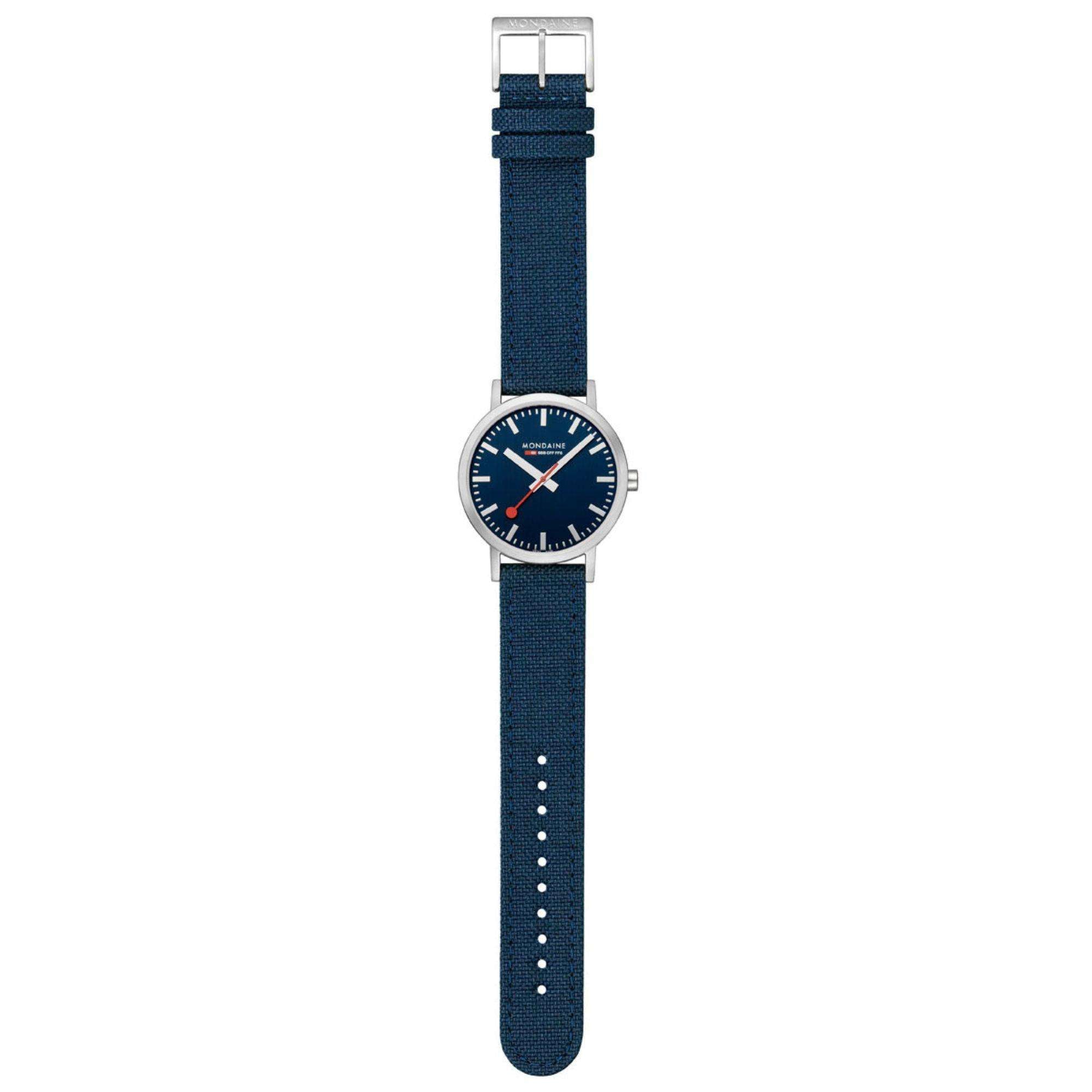 Mondaine Classic 40mm Blue Dial Textile Quartz Watch A660.30360.40SBD