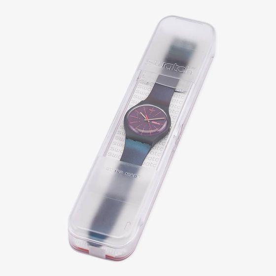 Swatch Metal Knit Quarz Silbernes Zifferblatt Milanese Uhr SS08M100M