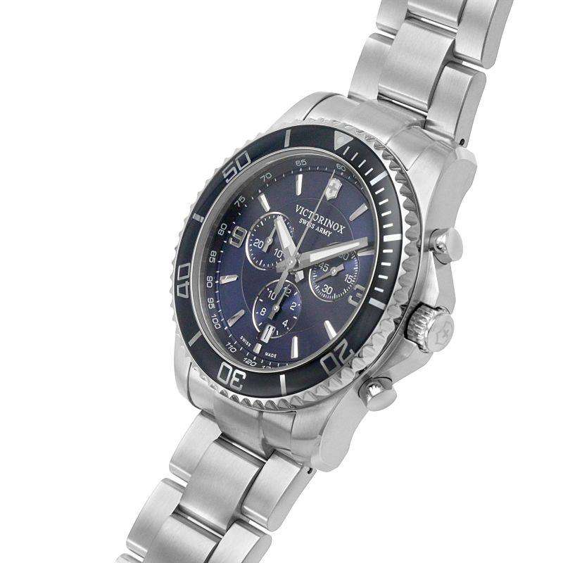 Victorinox Maverick 43mm Chronograph Blaues Zifferblatt Stahl Herren Quarz Uhr 241689