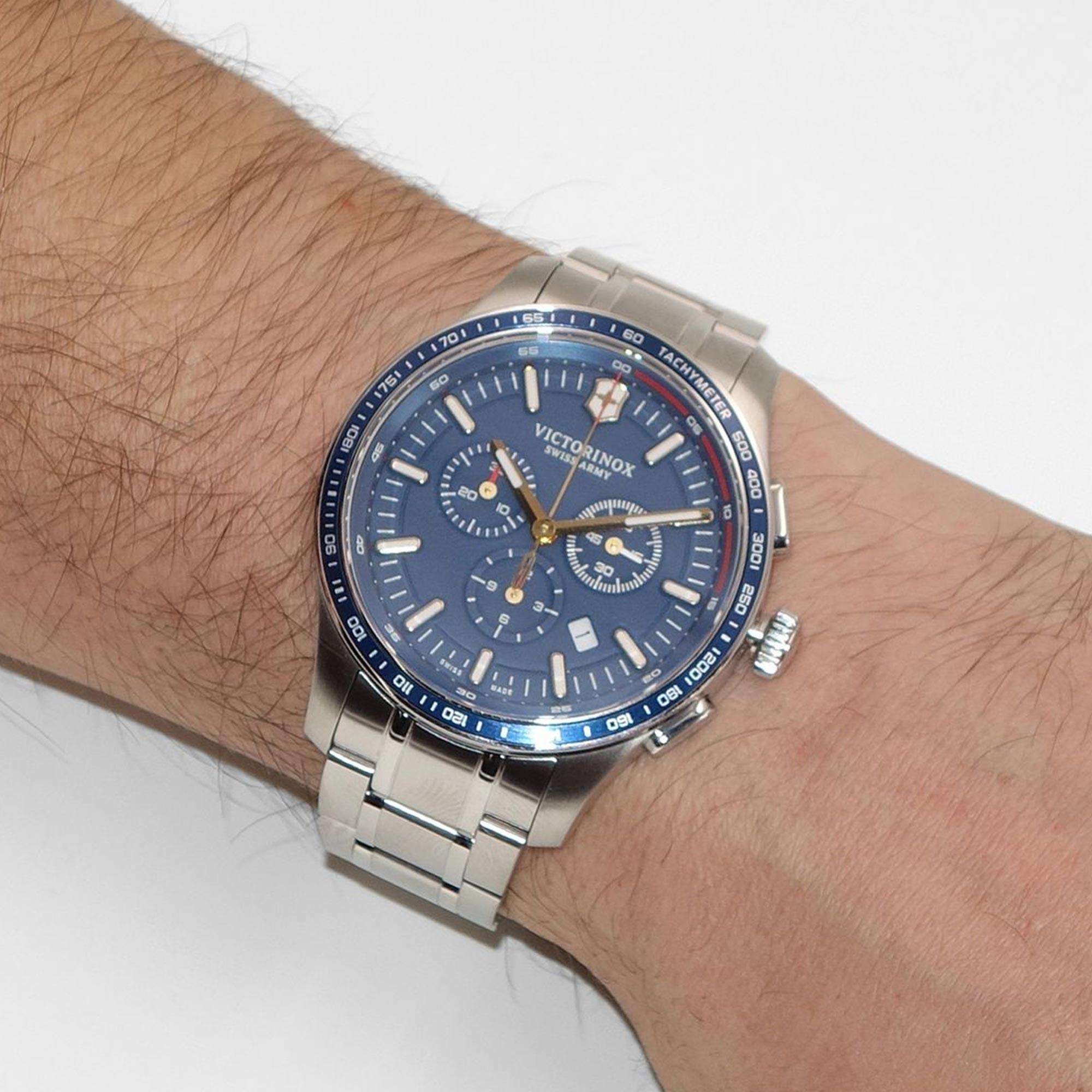 Victorinox Alliance 44mm Chronograph Blaues Zifferblatt Stahl Herren Quarz Uhr 241817