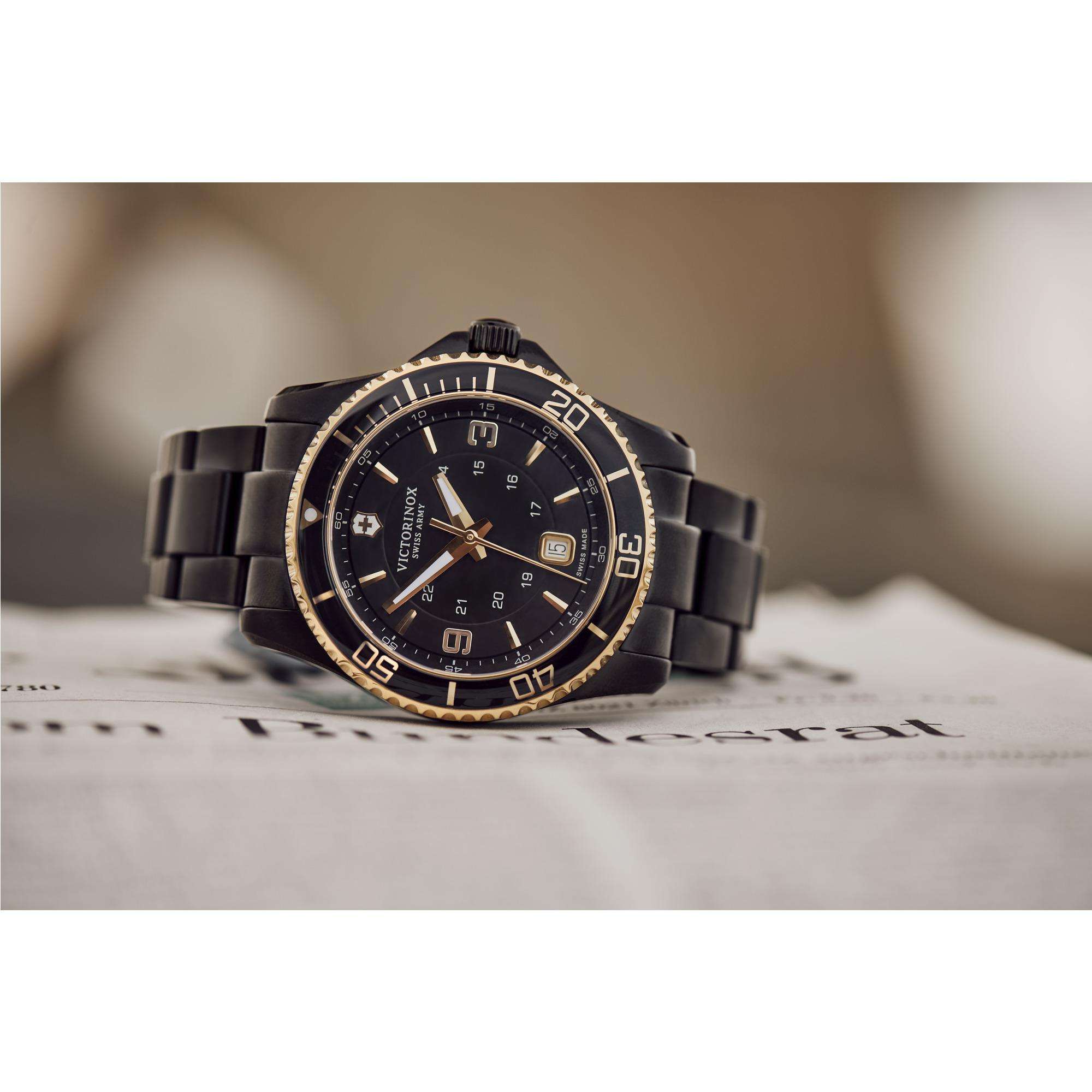 Victorinox Maverick 43mm Black Dial Steel Mens Quartz Watch 241884