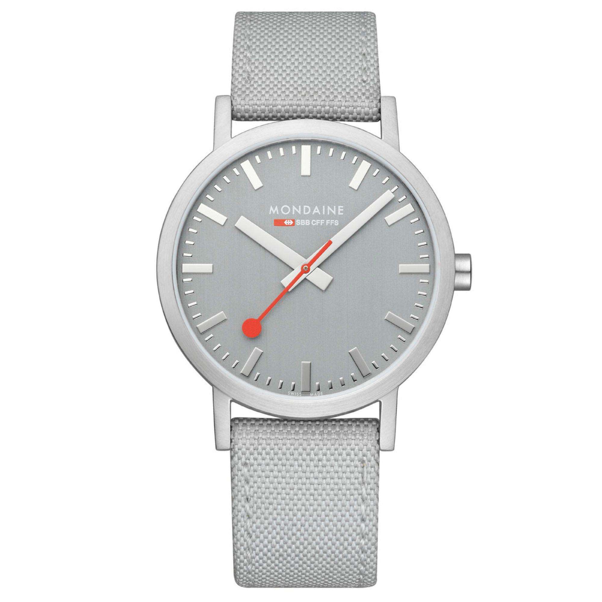 Mondaine Classic Quartz Good Grey Classic Dial Textile Strap Unisex Watch A660.30360.80SBH